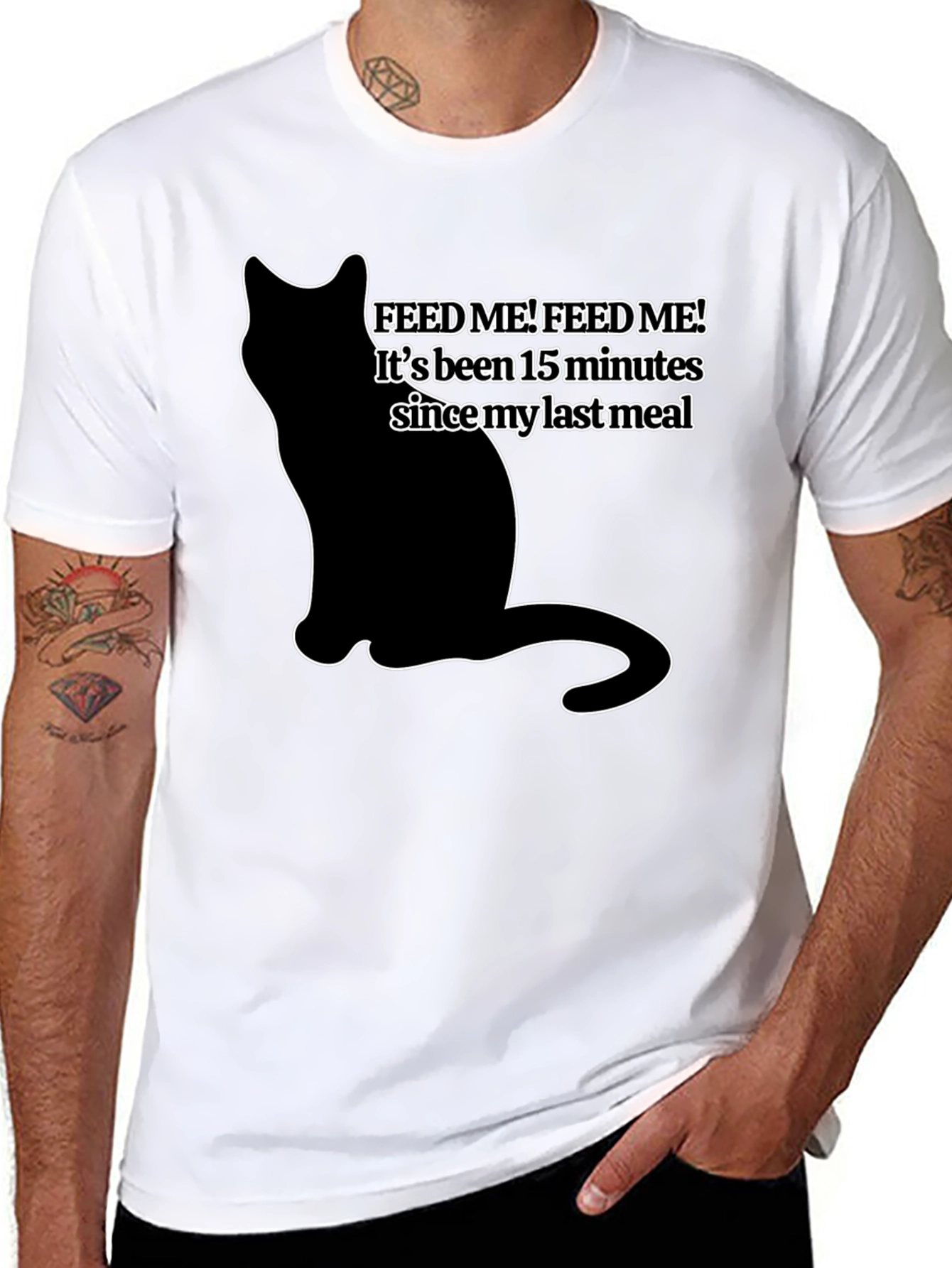 Feed Me Cat T-Shirt - Funny Pet Lover Tee