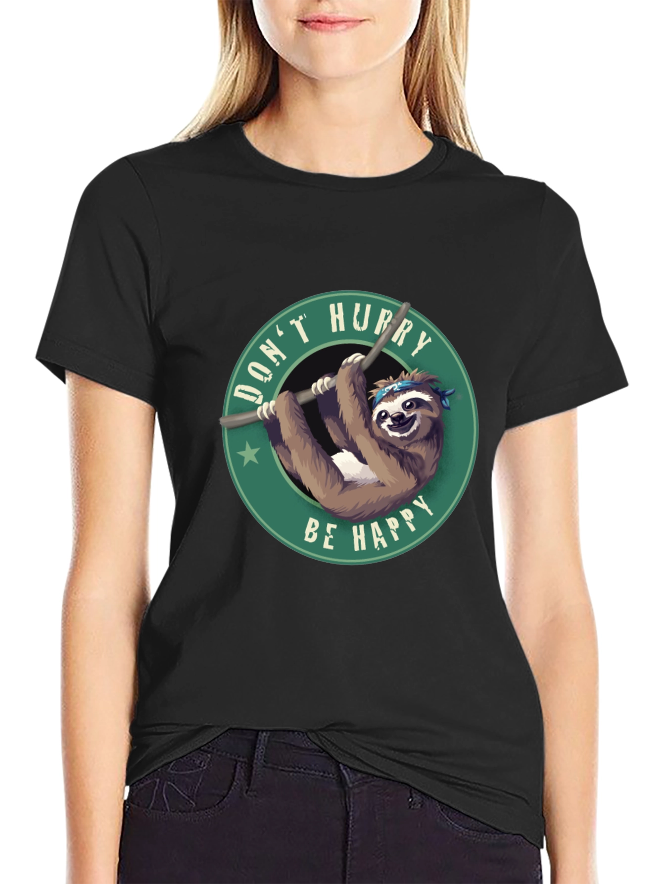Dont Hurry Be Happy Sloth Graphic Tee