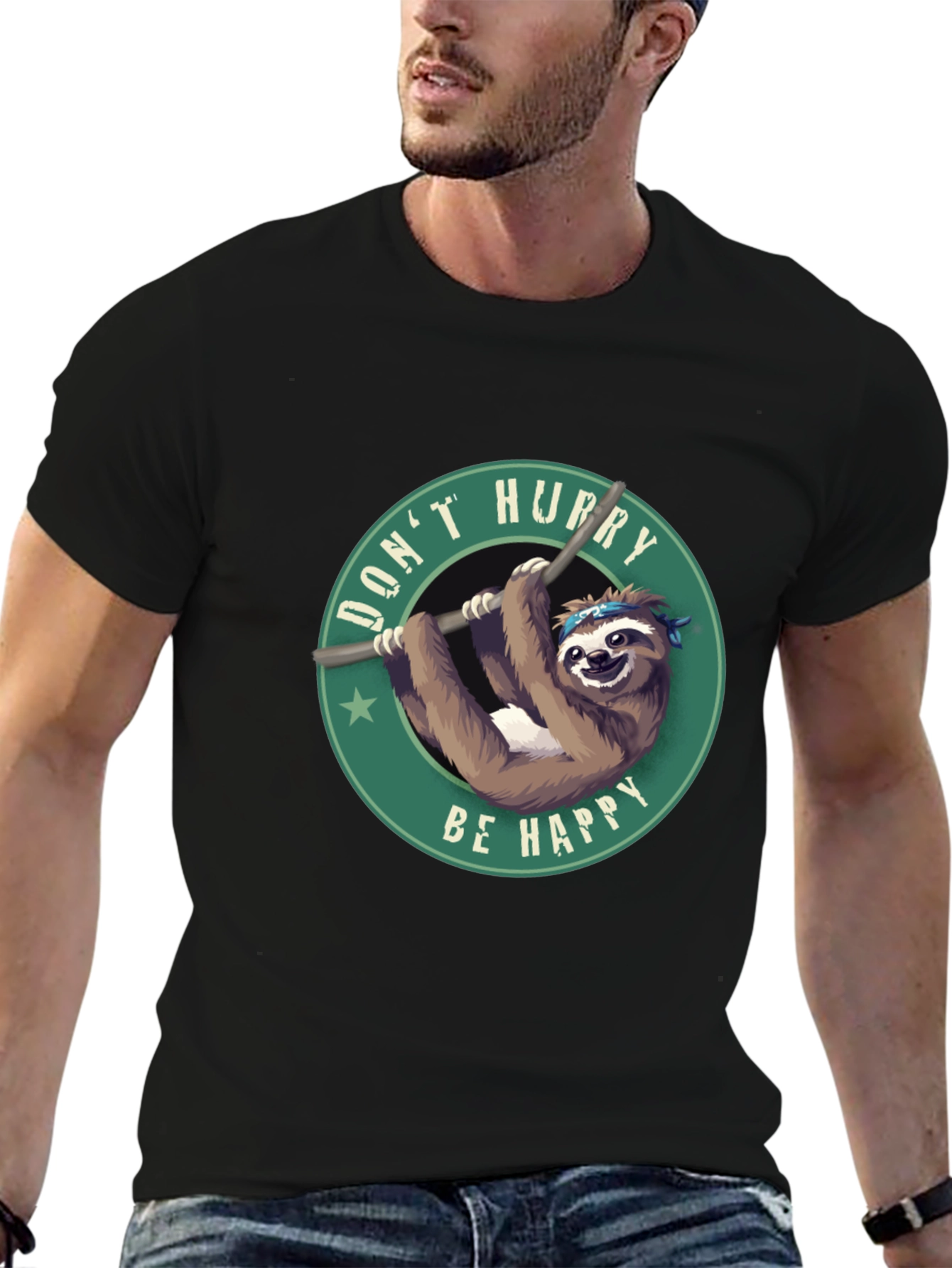 Dont Hurry Be Happy Sloth Graphic Tee