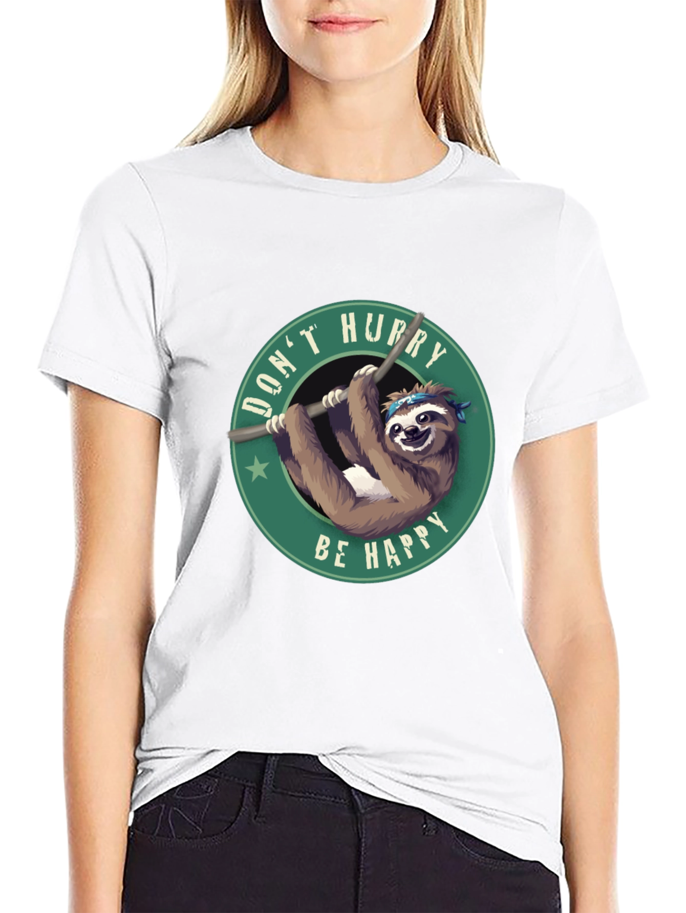 Dont Hurry Be Happy Sloth Graphic Tee