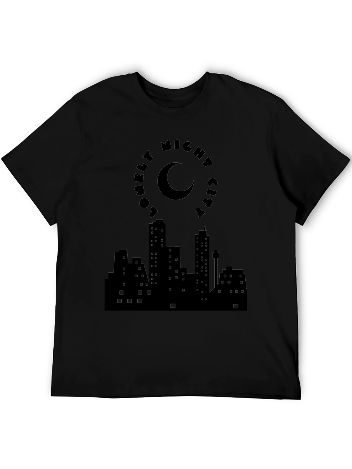 Lonely Night City Black Graphic Tee