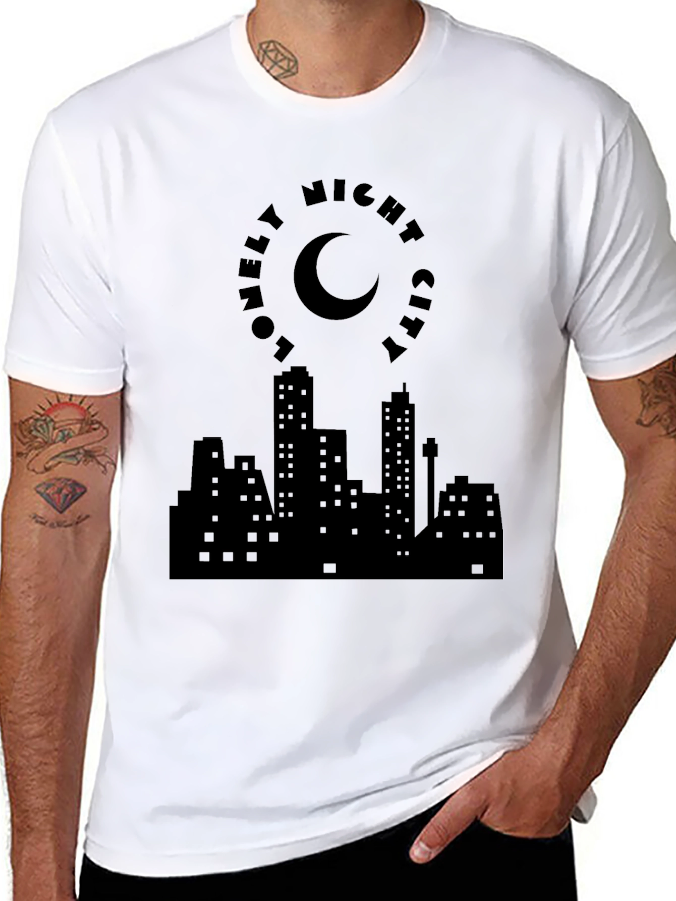 Lonely Night City Black Graphic Tee