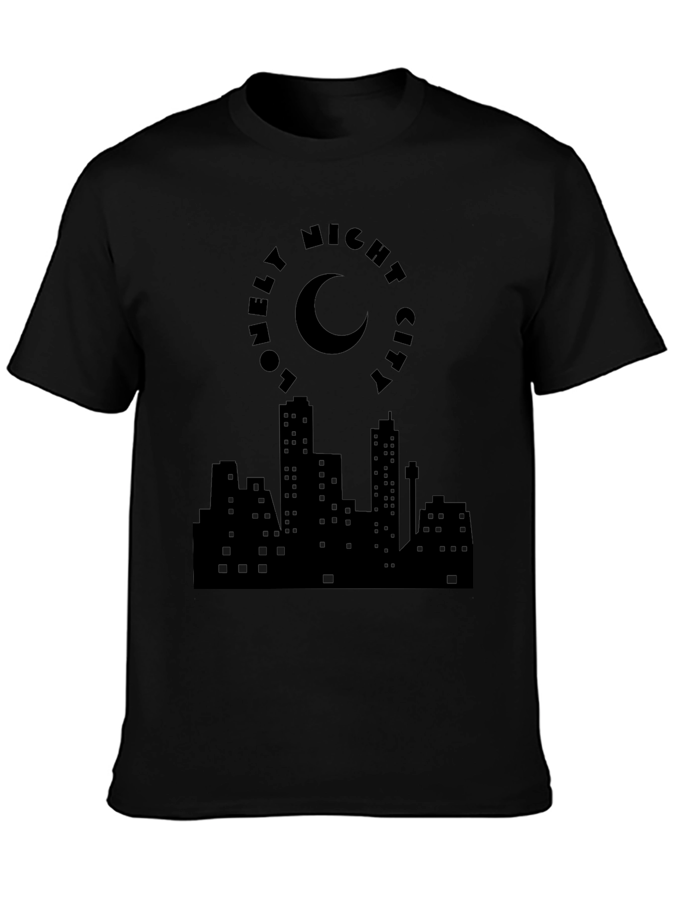 Lonely Night City Black Graphic Tee