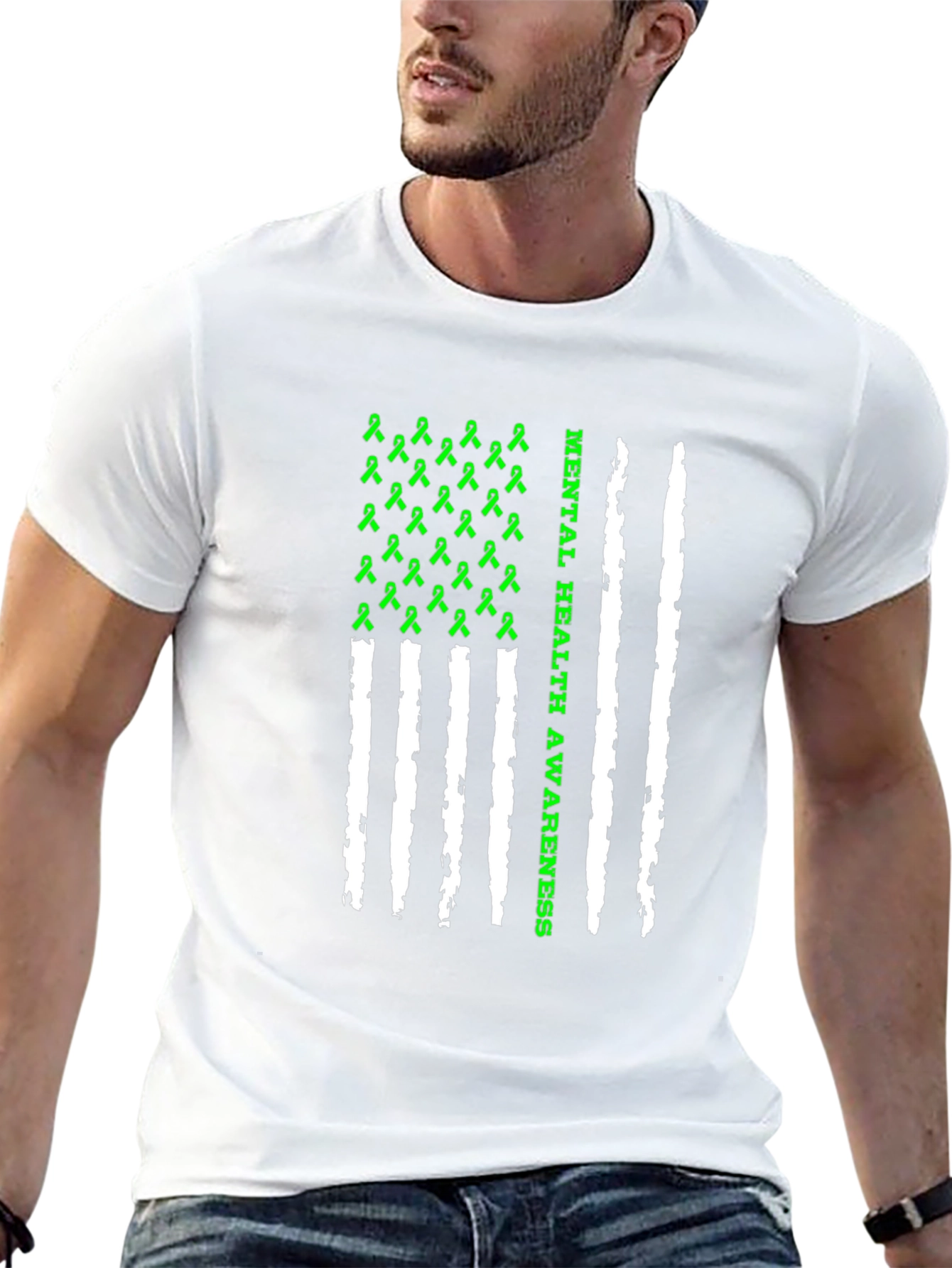 Mental Health Awareness Ribbon Flag Graphic Tee
