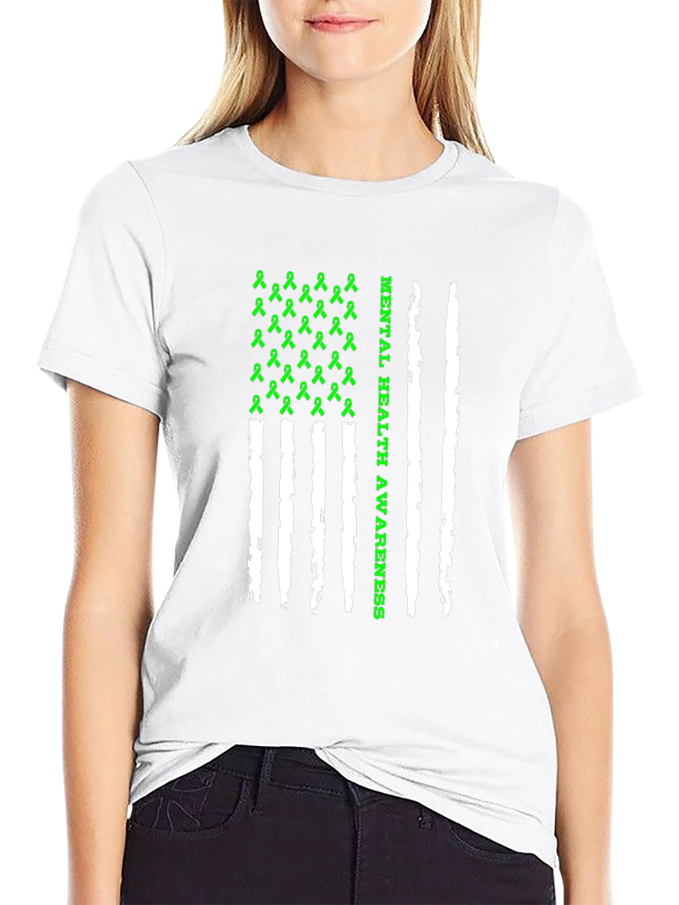 Mental Health Awareness Ribbon Flag Graphic Tee