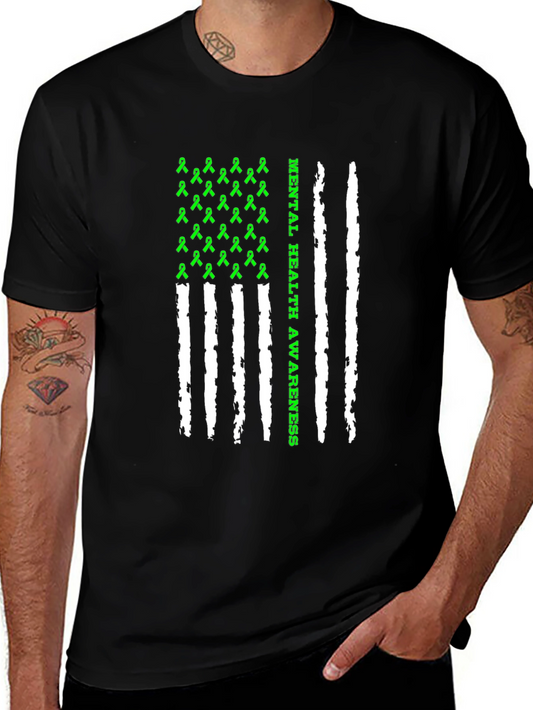 Mental Health Awareness Ribbon Flag Graphic Tee