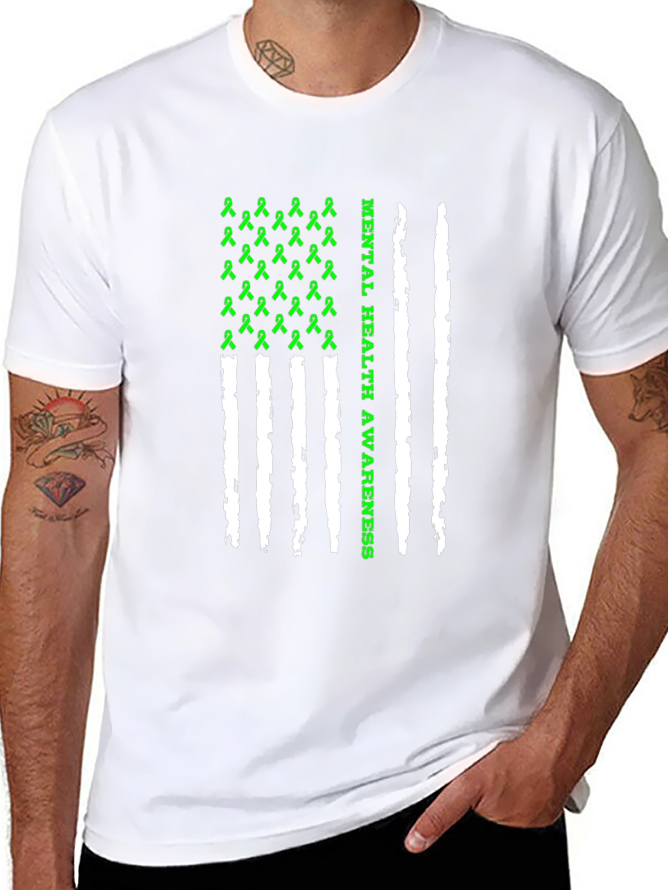 Mental Health Awareness Ribbon Flag Graphic Tee