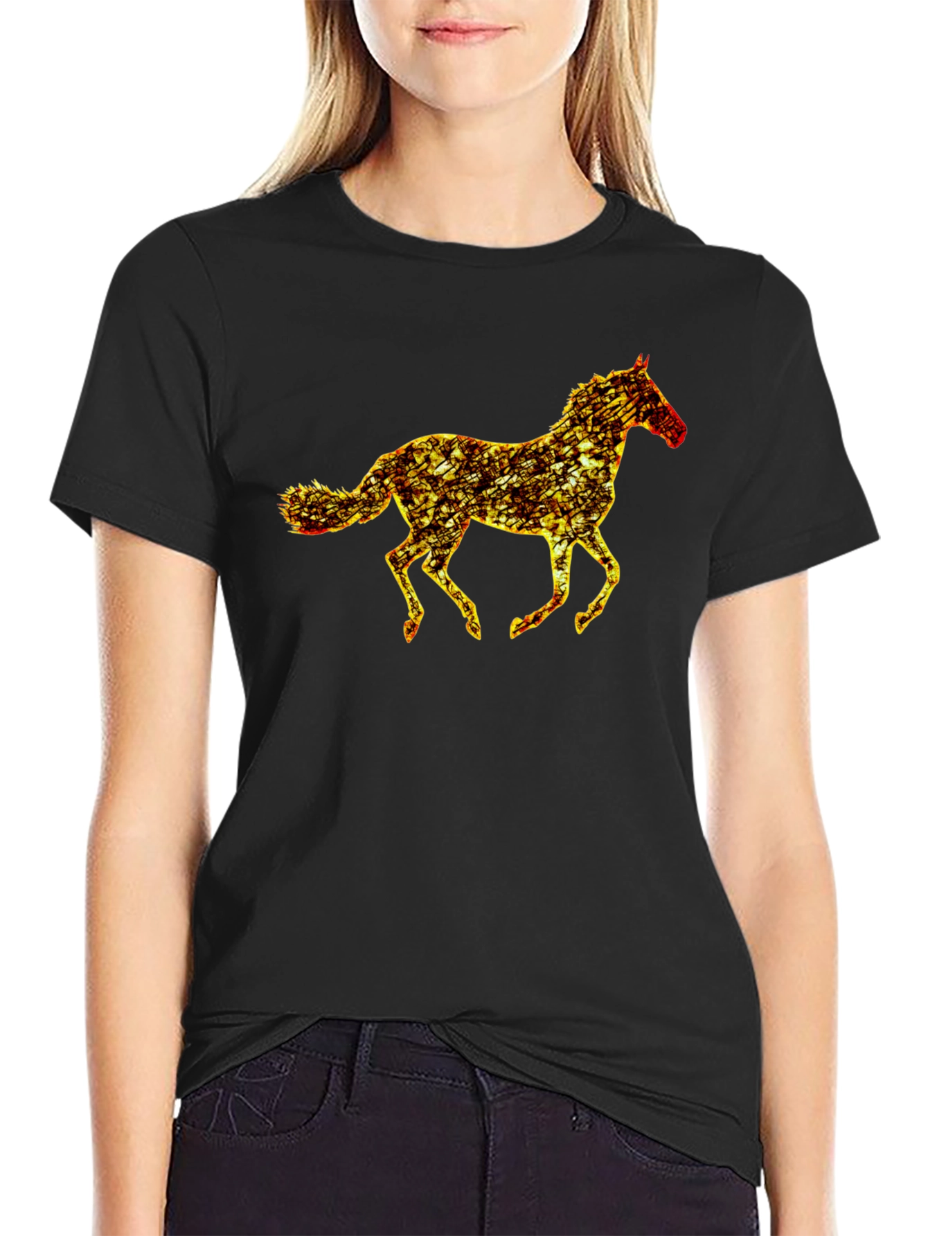 Black Horse Graphic Tee - Mens Casual T-Shirt