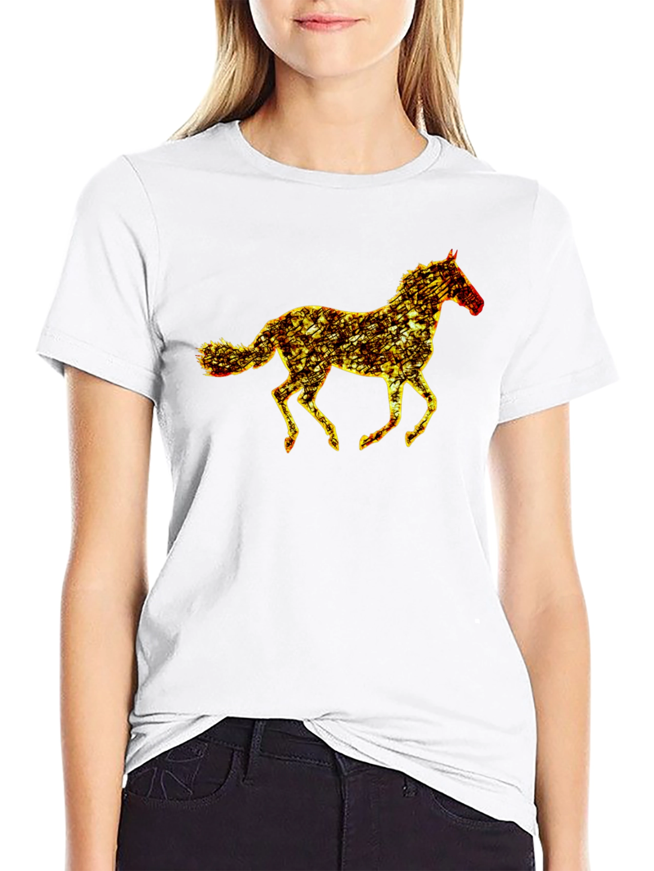 Black Horse Graphic Tee - Mens Casual T-Shirt