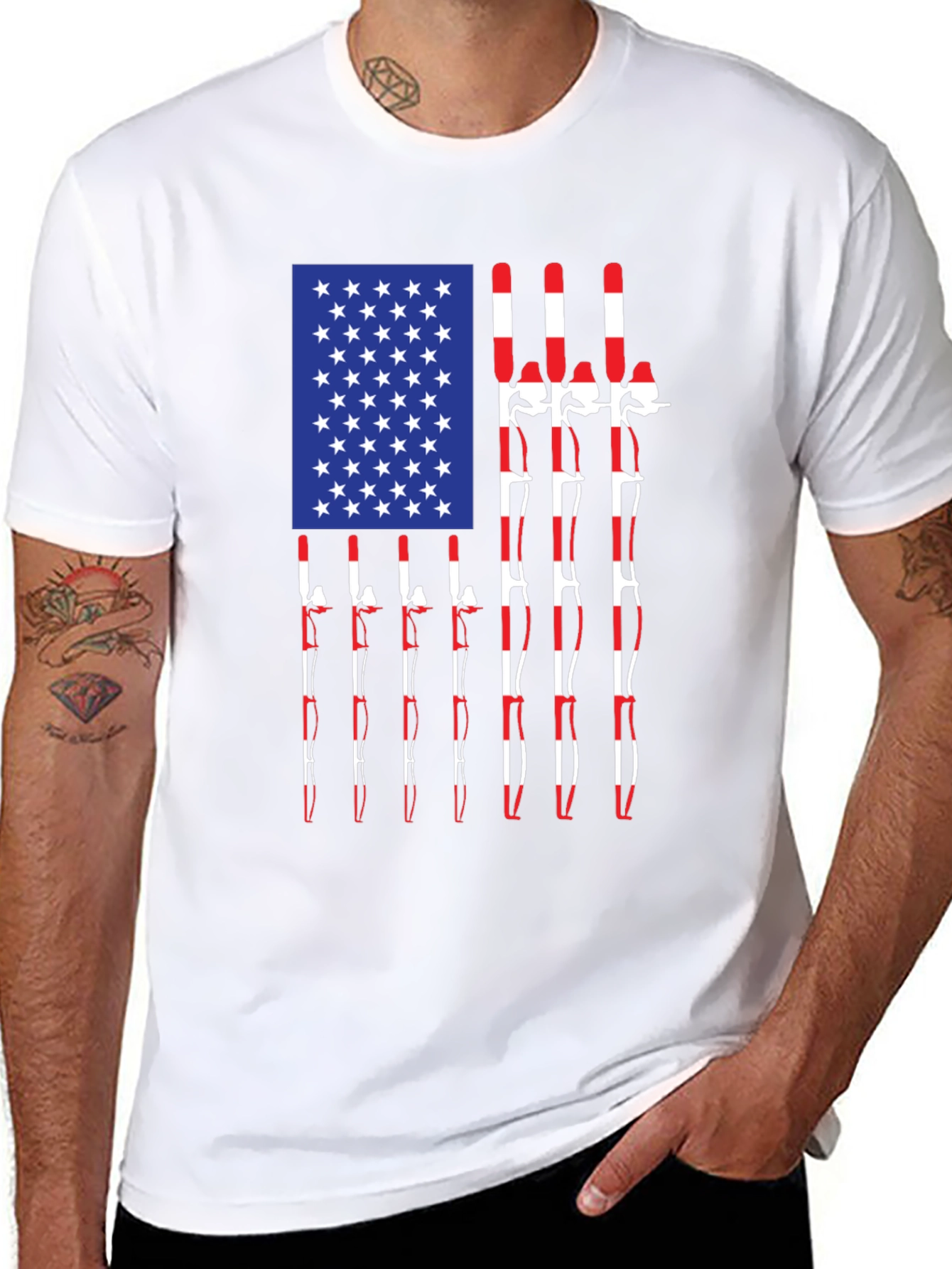 American Flag Fishing Rods Graphic Tee