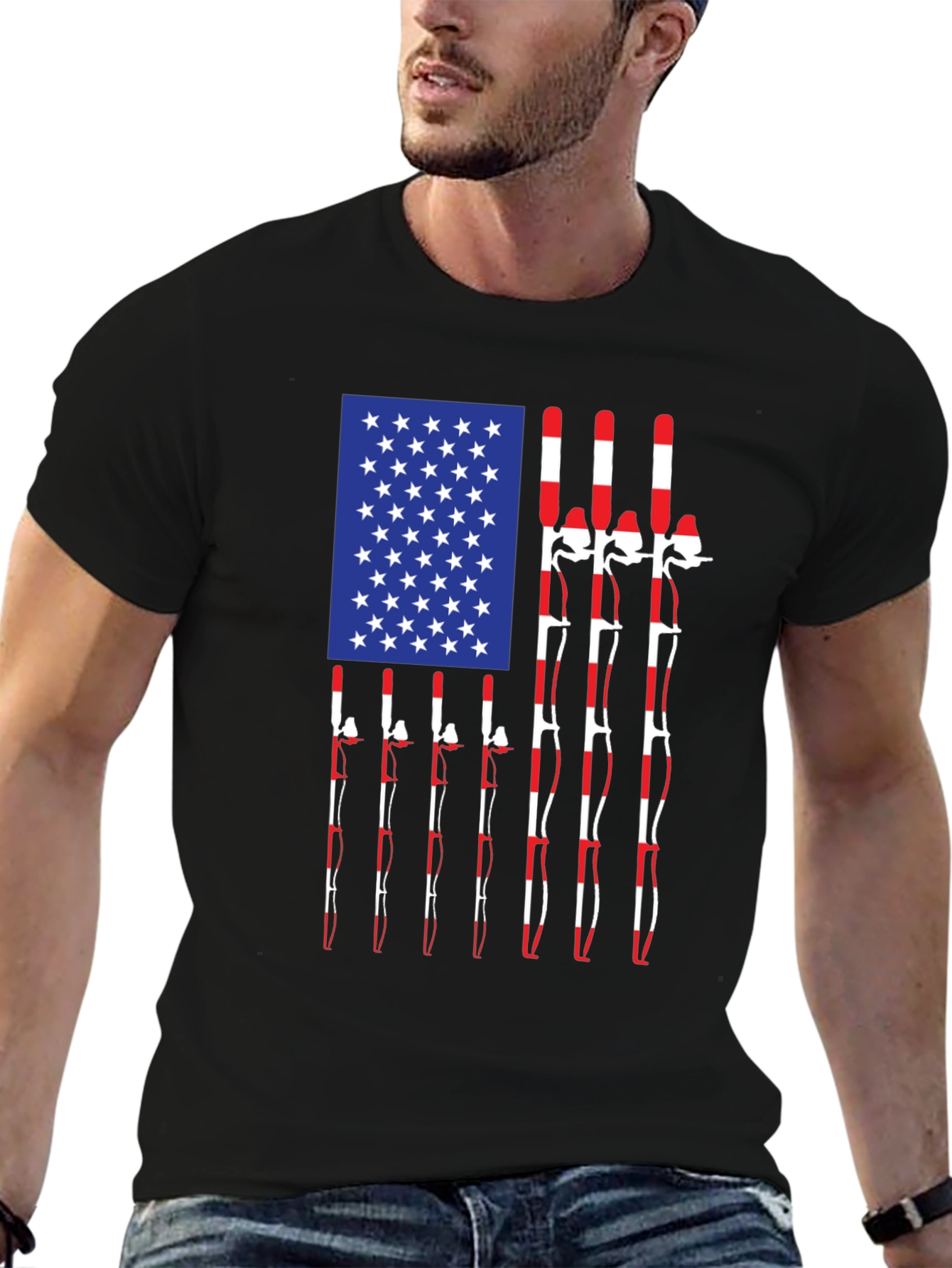 American Flag Fishing Rods Graphic Tee