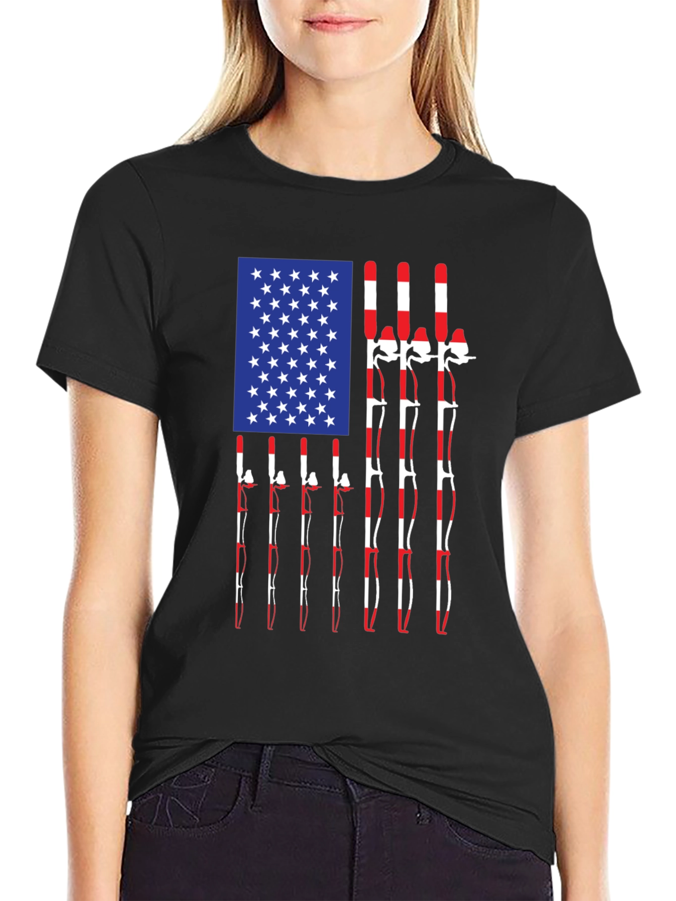 American Flag Fishing Rods Graphic Tee