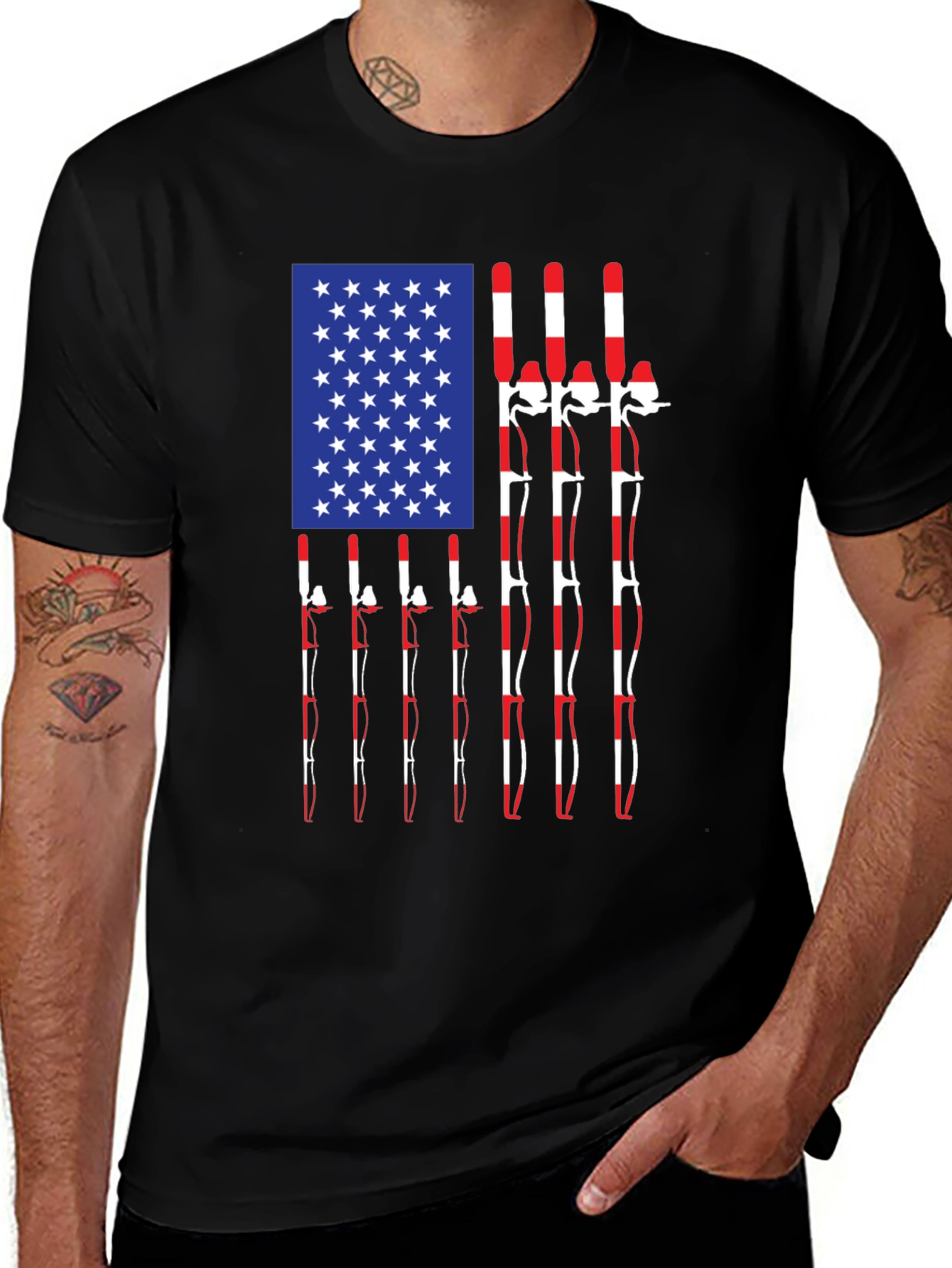 American Flag Fishing Rods Graphic Tee