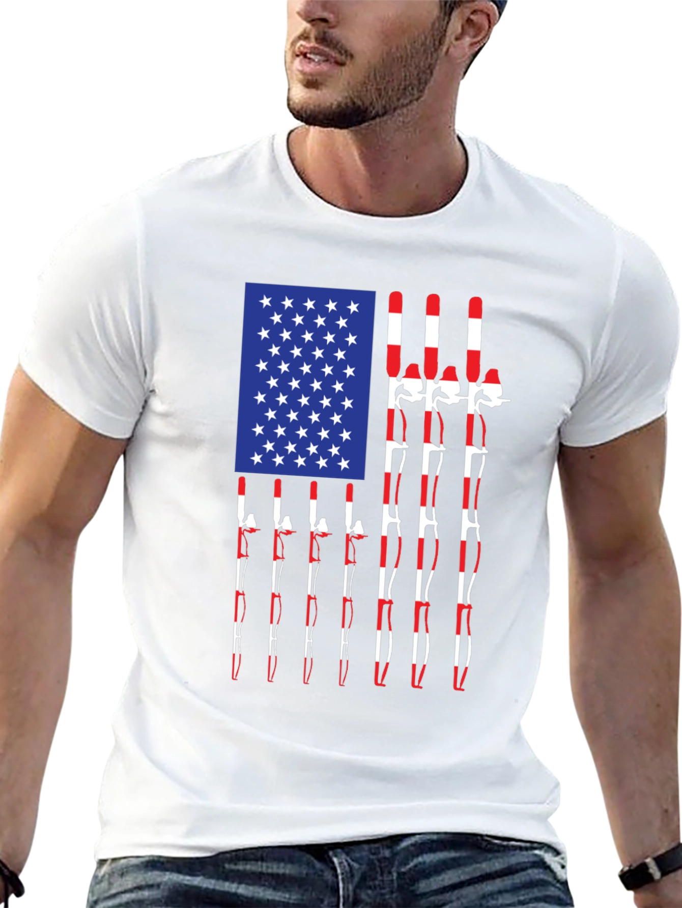 American Flag Fishing Rods Graphic Tee