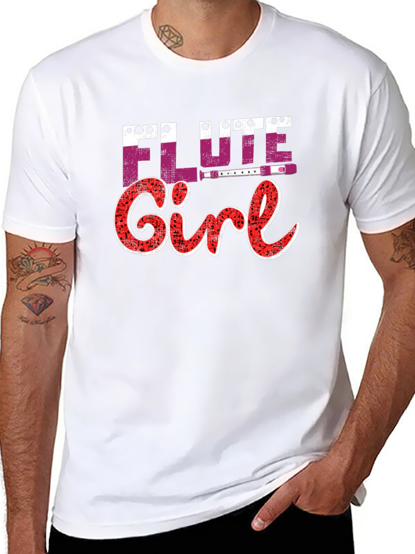 Flute Girl Graphic Tee - Music Lover Shirt