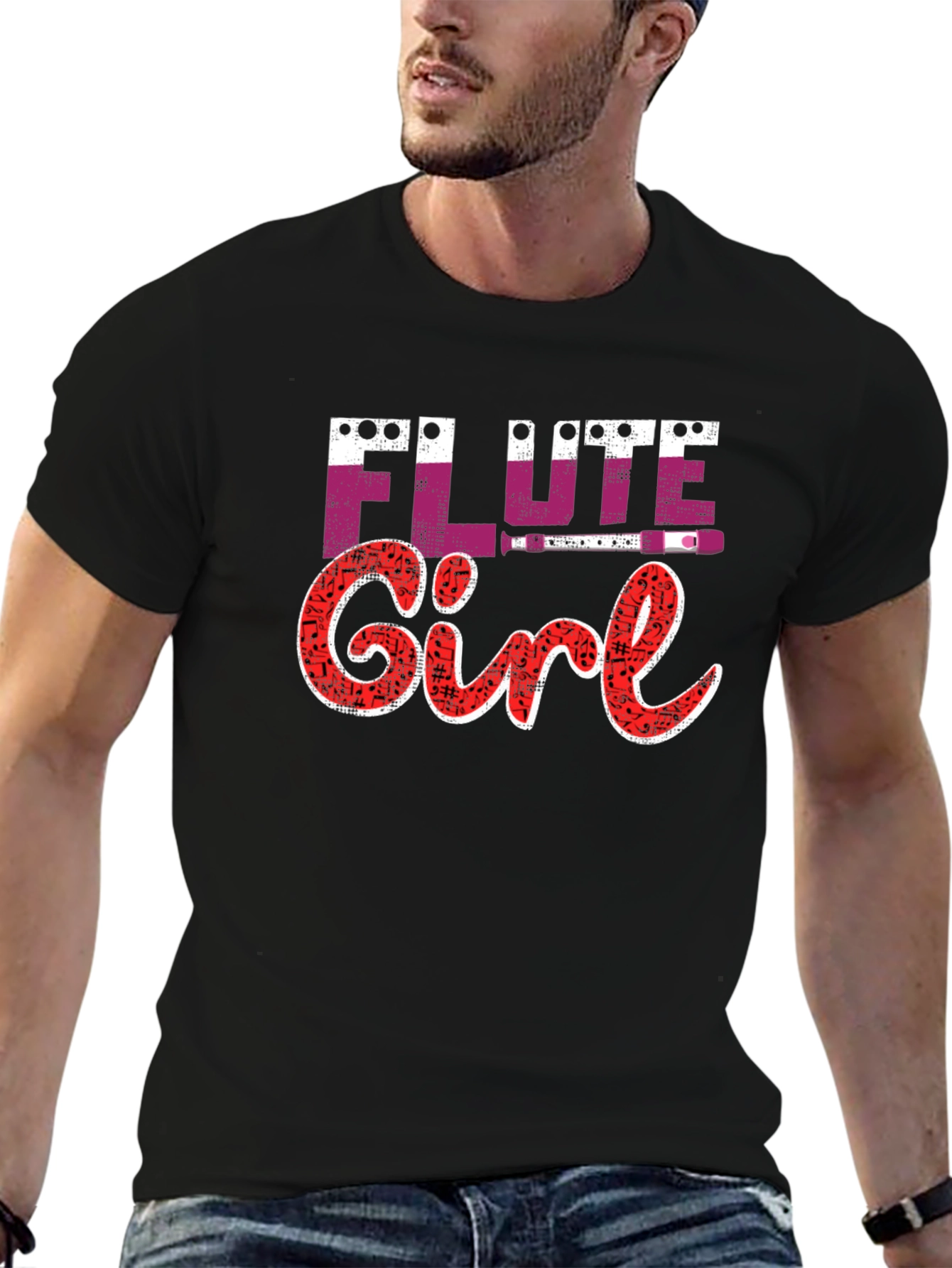 Flute Girl Graphic Tee - Music Lover Shirt