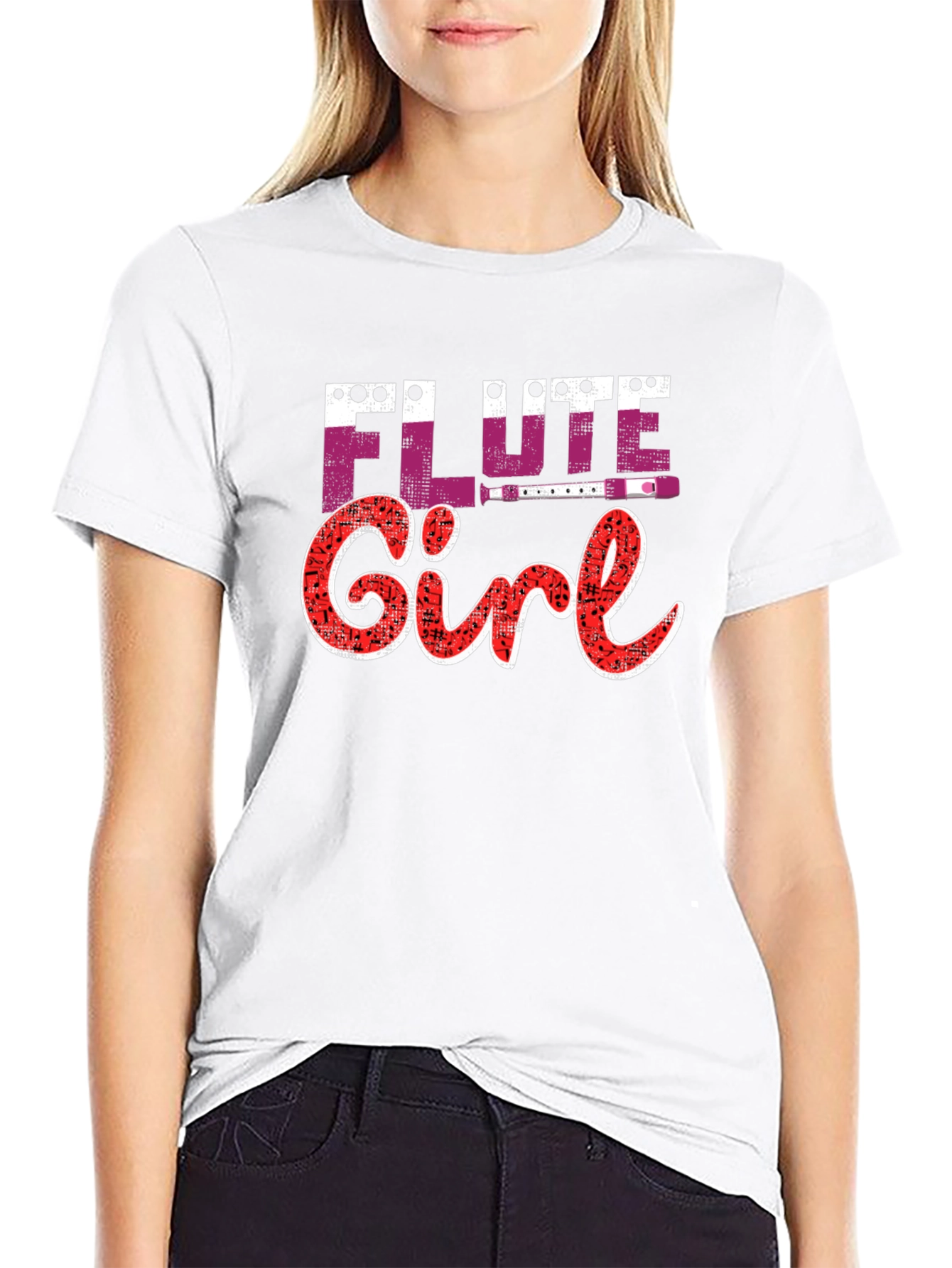 Flute Girl Graphic Tee - Music Lover Shirt