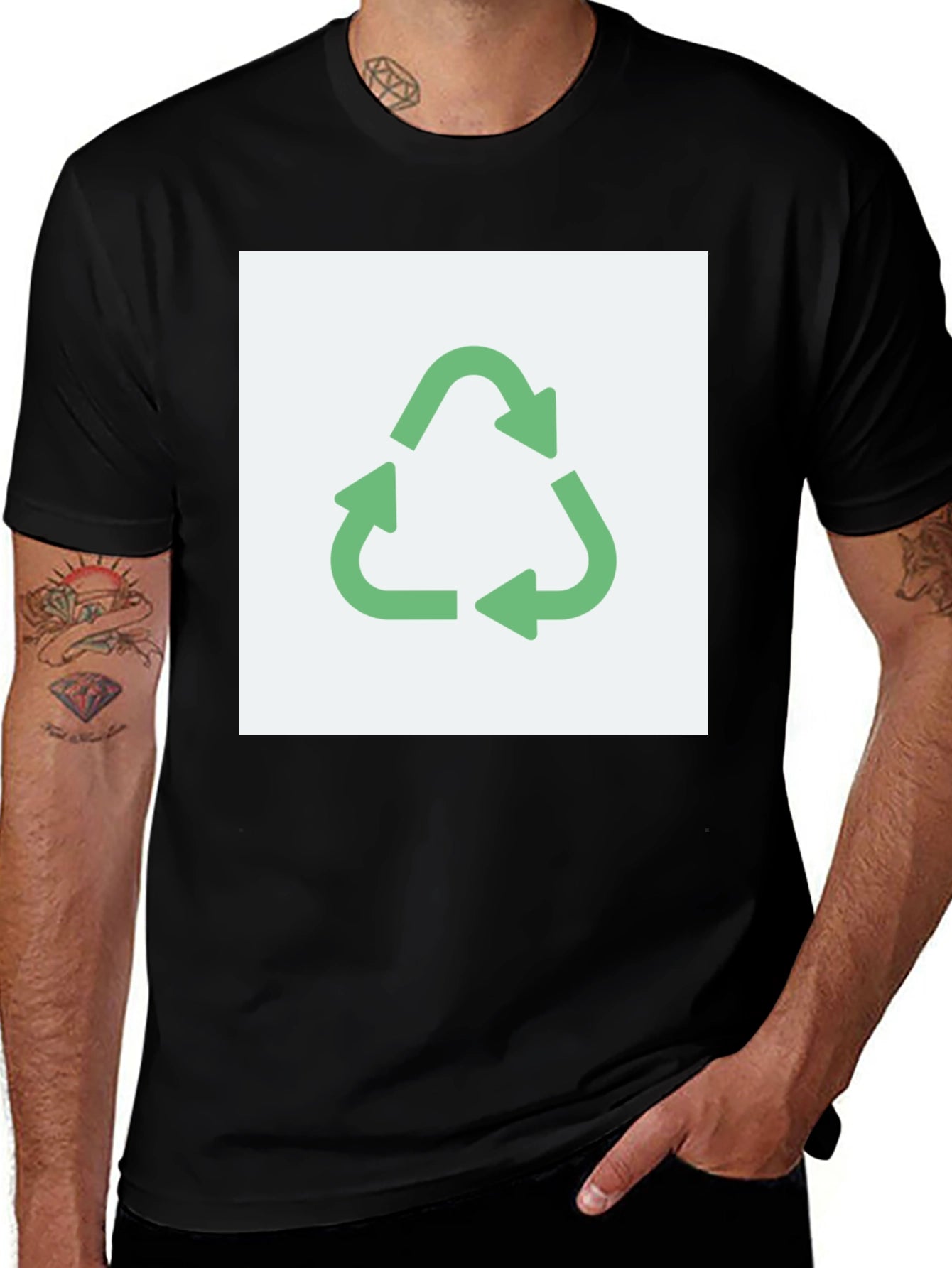 Eco-Friendly Recycle Symbol Graphic T-Shirt