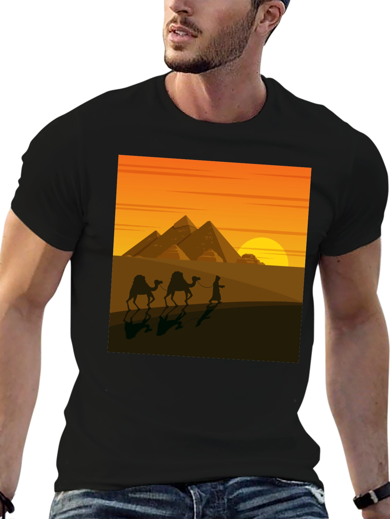 Egypt Pyramids Graphic T-Shirt - Desert Caravan Tee