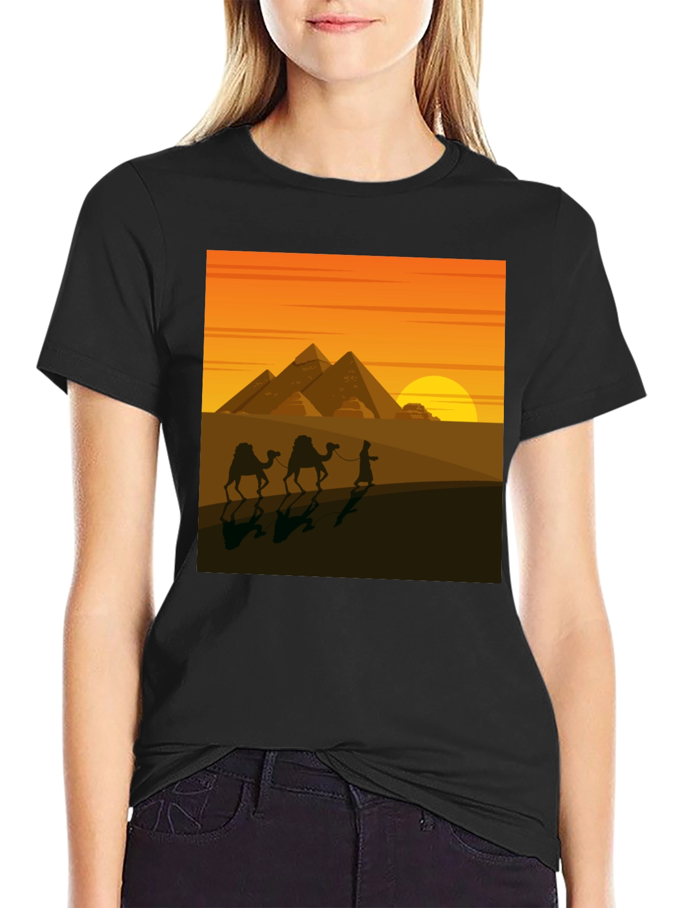 Egypt Pyramids Graphic T-Shirt - Desert Caravan Tee