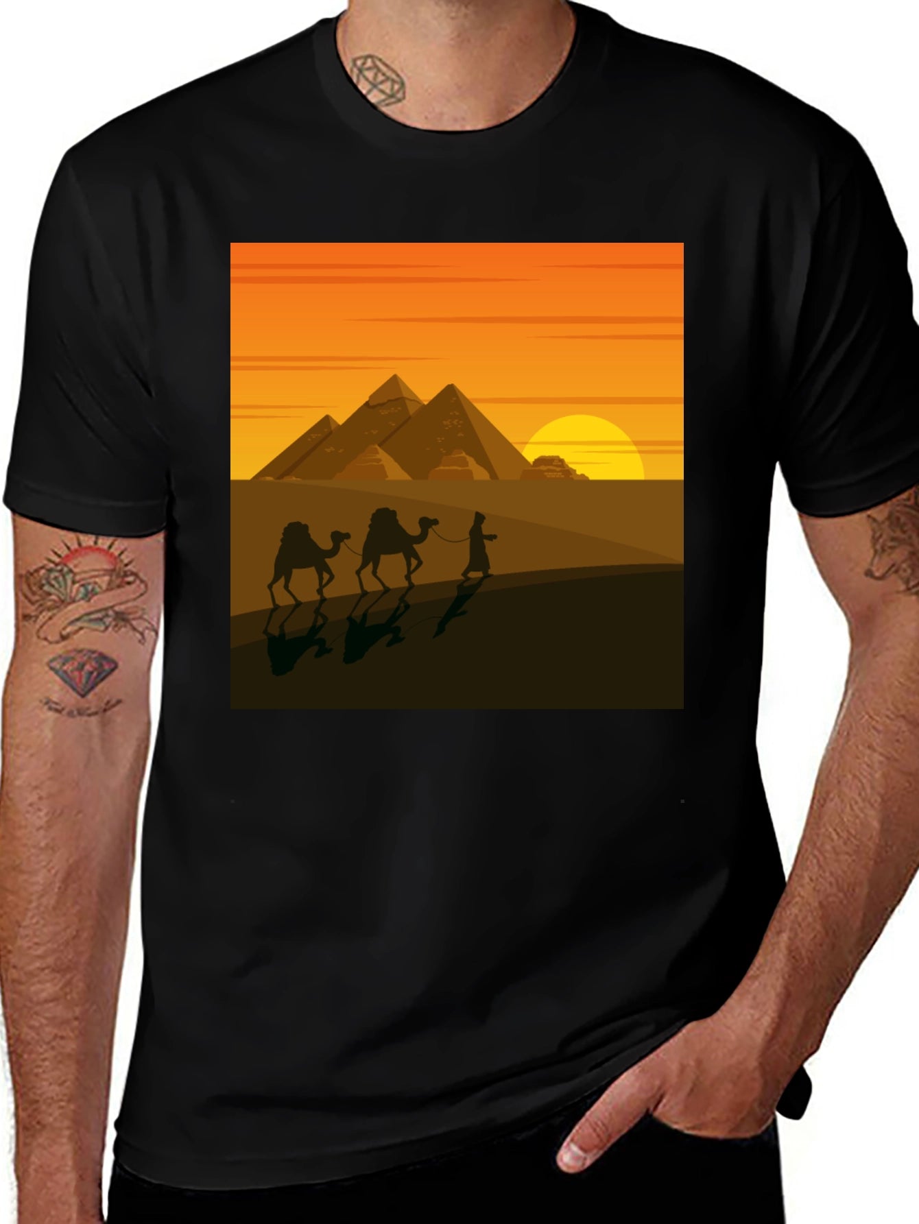 Egypt Pyramids Graphic T-Shirt - Desert Caravan Tee