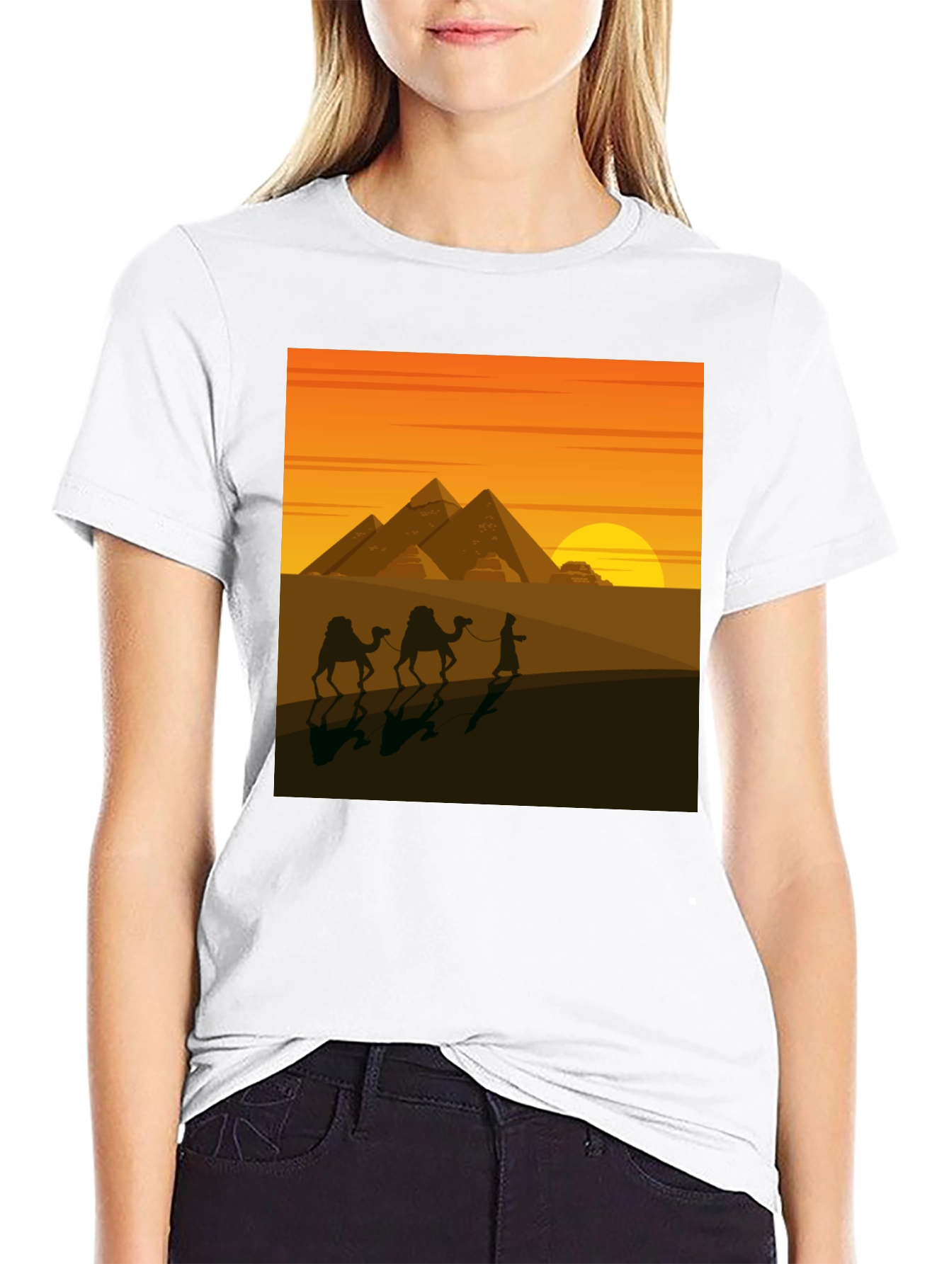 Egypt Pyramids Graphic T-Shirt - Desert Caravan Tee