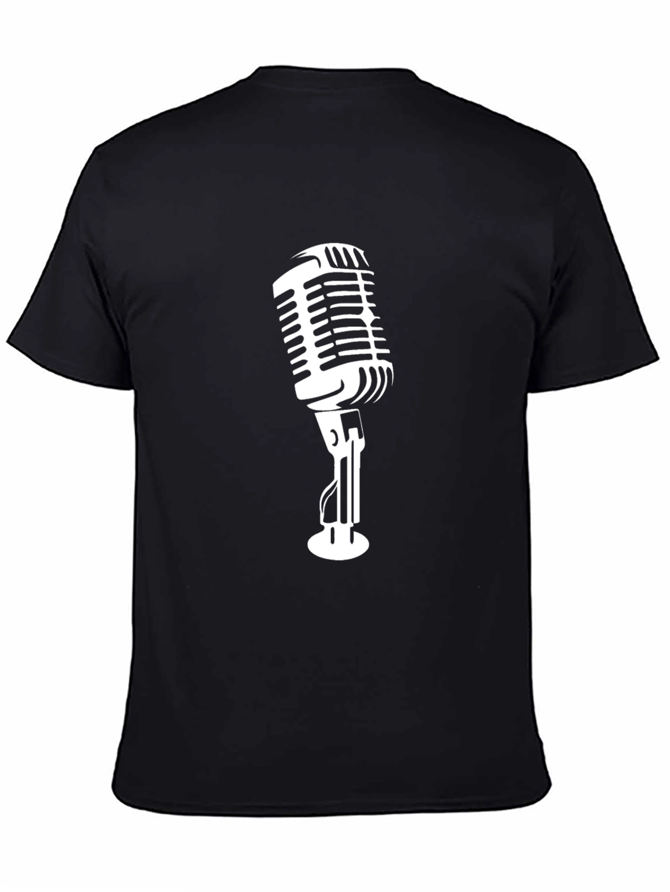 Retro Microphone Graphic Tee - Classic Black