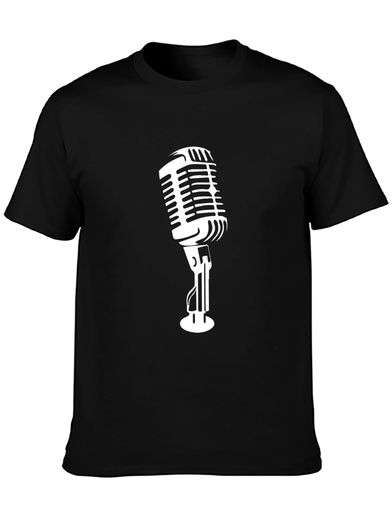 Retro Microphone Graphic Tee - Classic Black