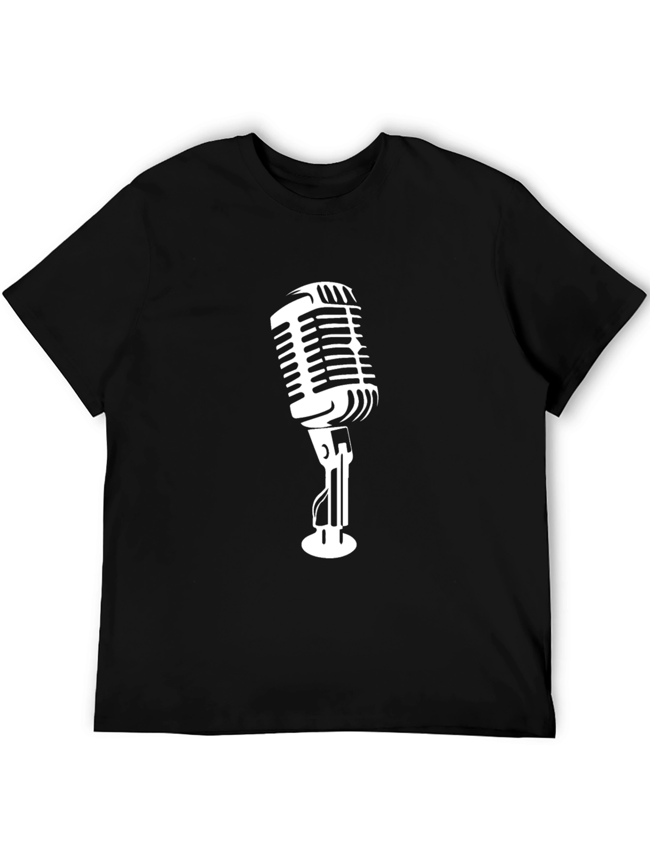 Retro Microphone Graphic Tee - Classic Black
