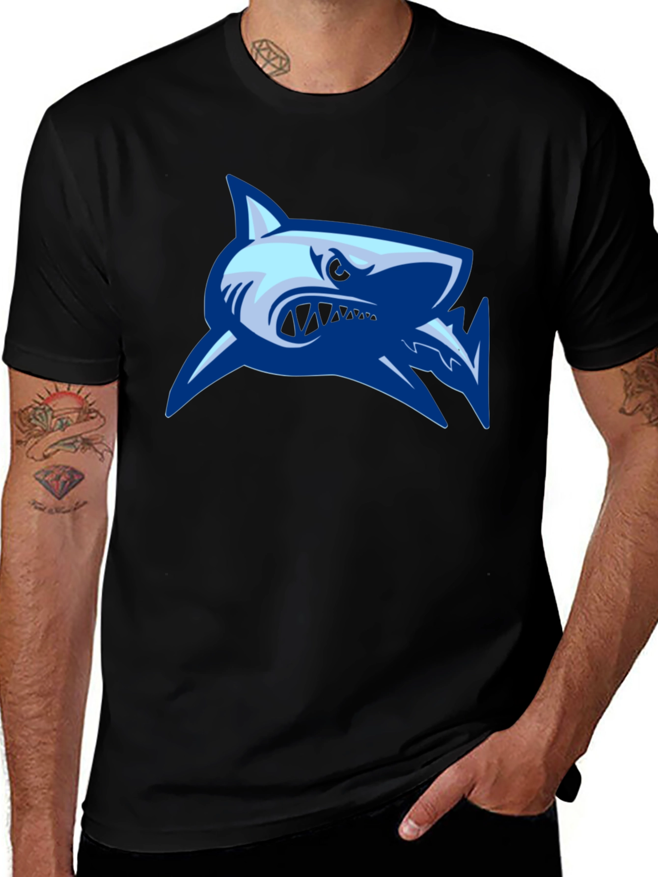 Cool Shark Graphic Black T-Shirt
