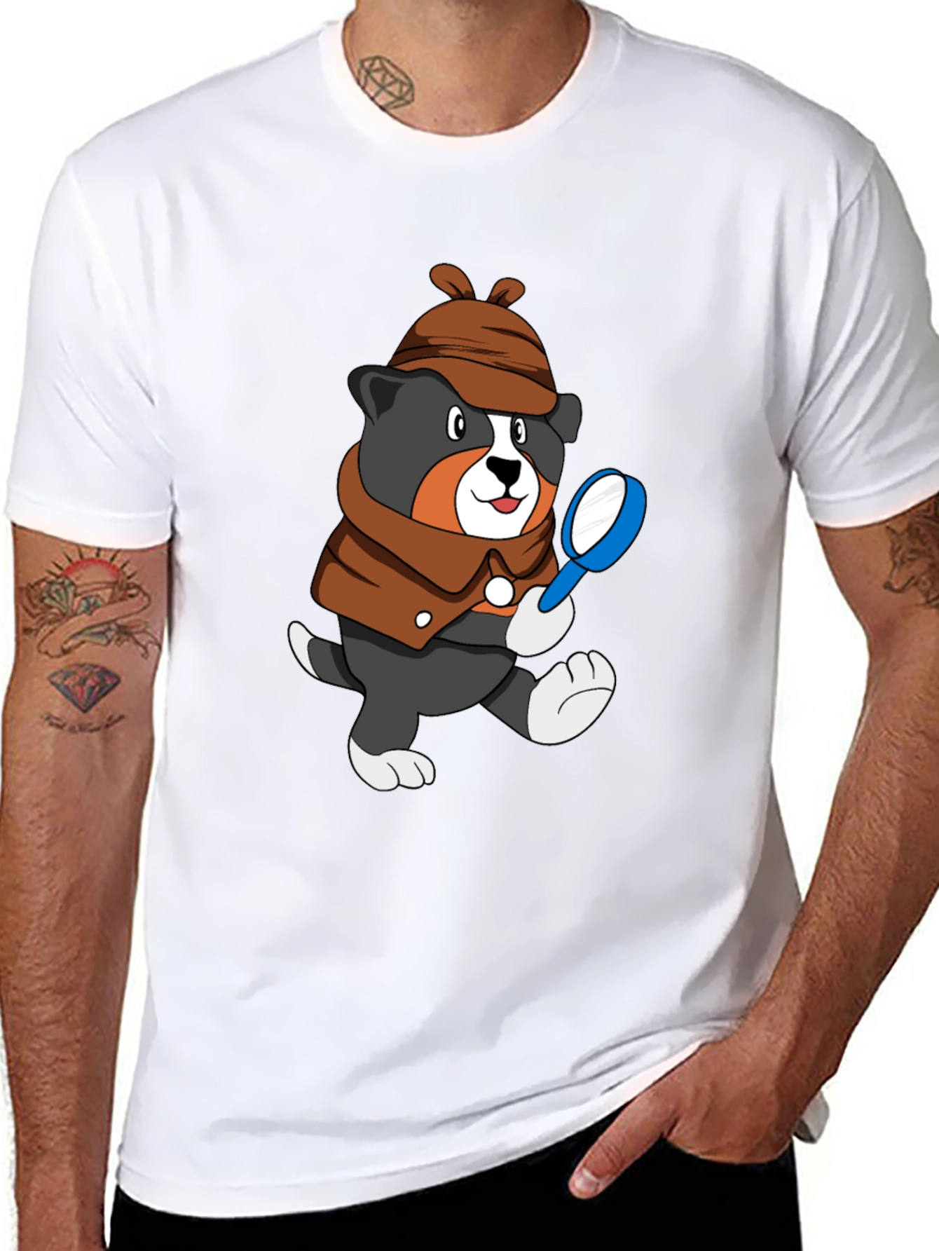 Detective Dog T-Shirt - Cartoon Puppy Sleuth Tee