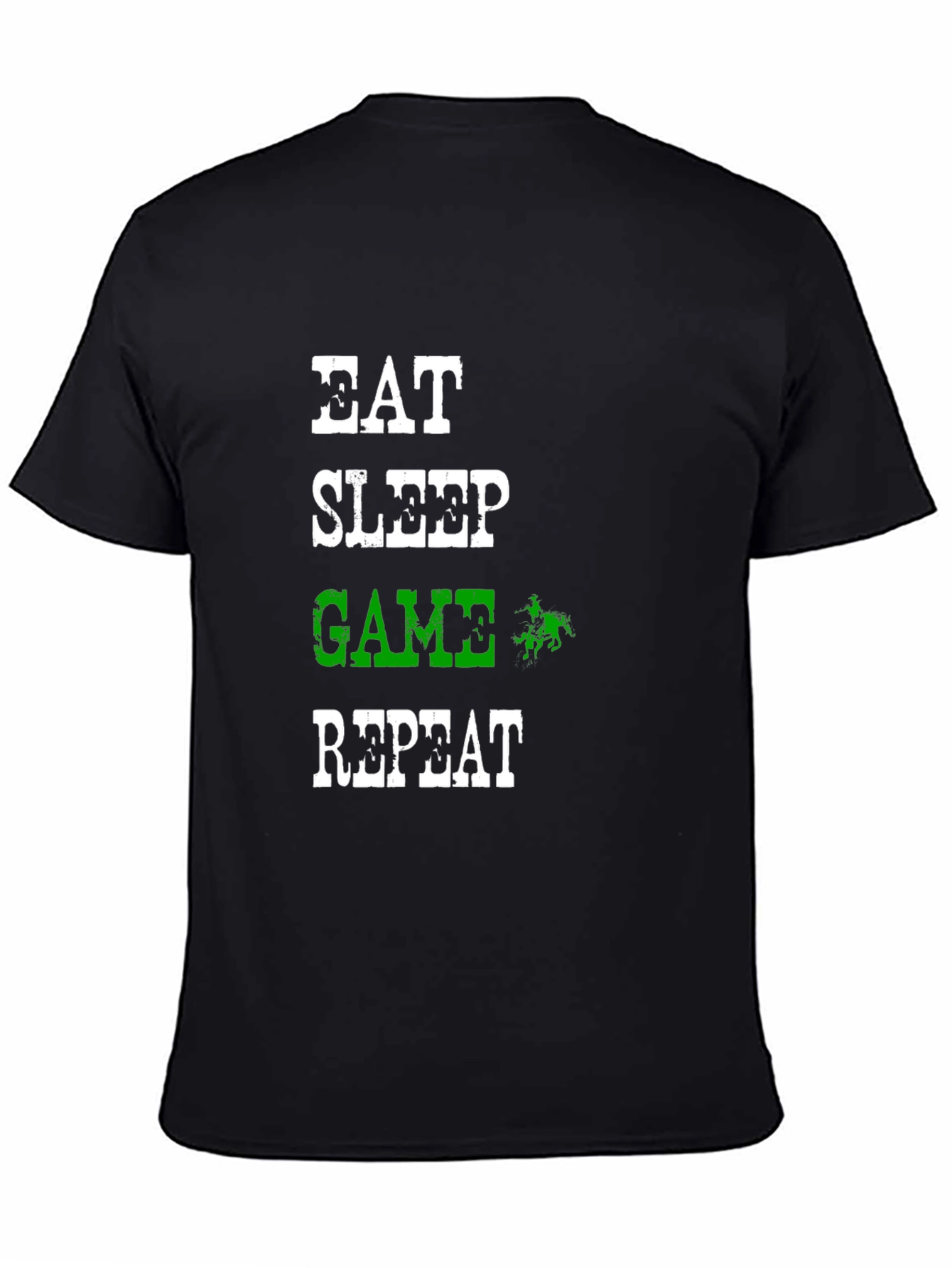 Eat Sleep Game Repeat Black Graphic T-Shirt