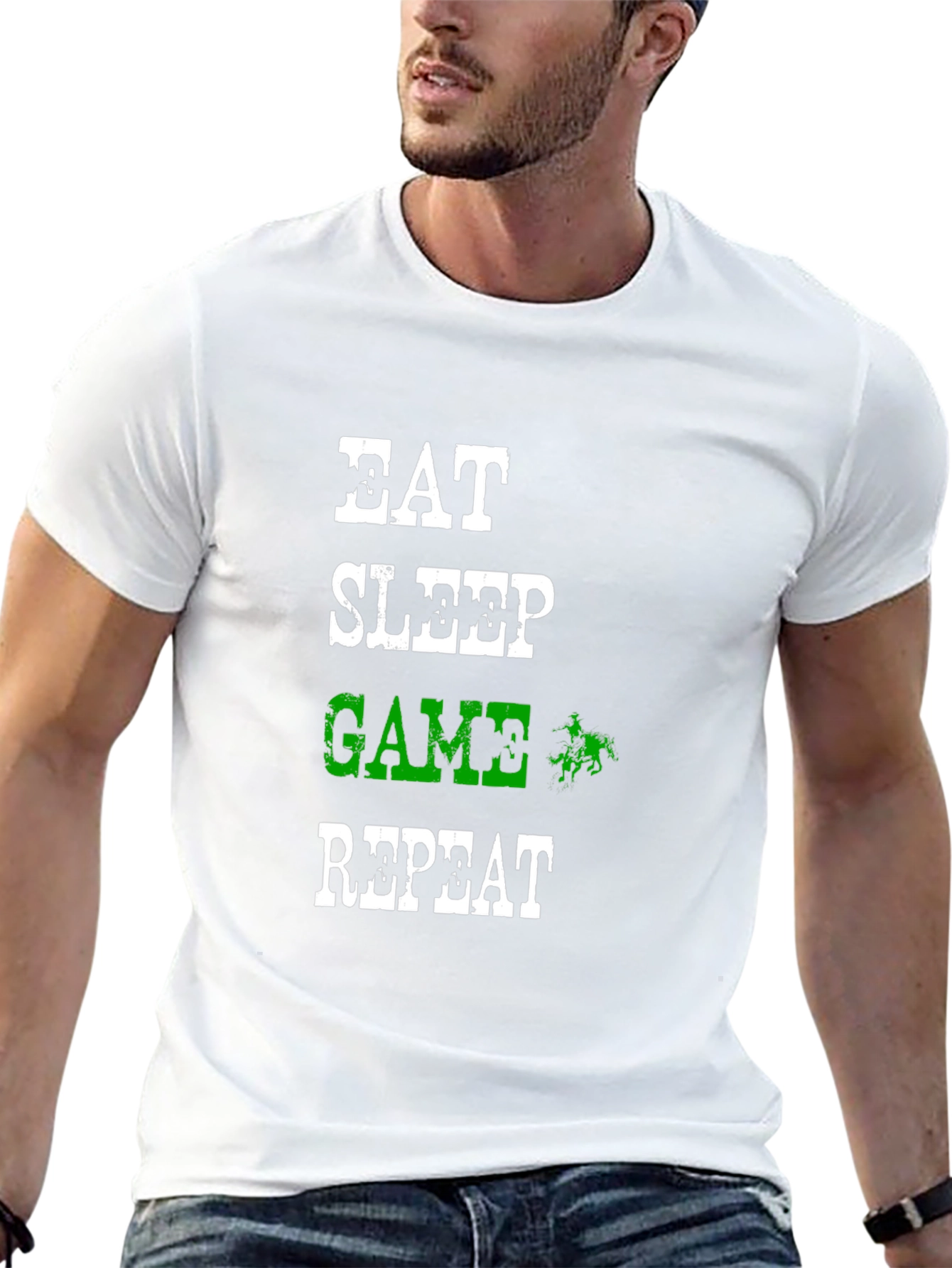Eat Sleep Game Repeat Black Graphic T-Shirt