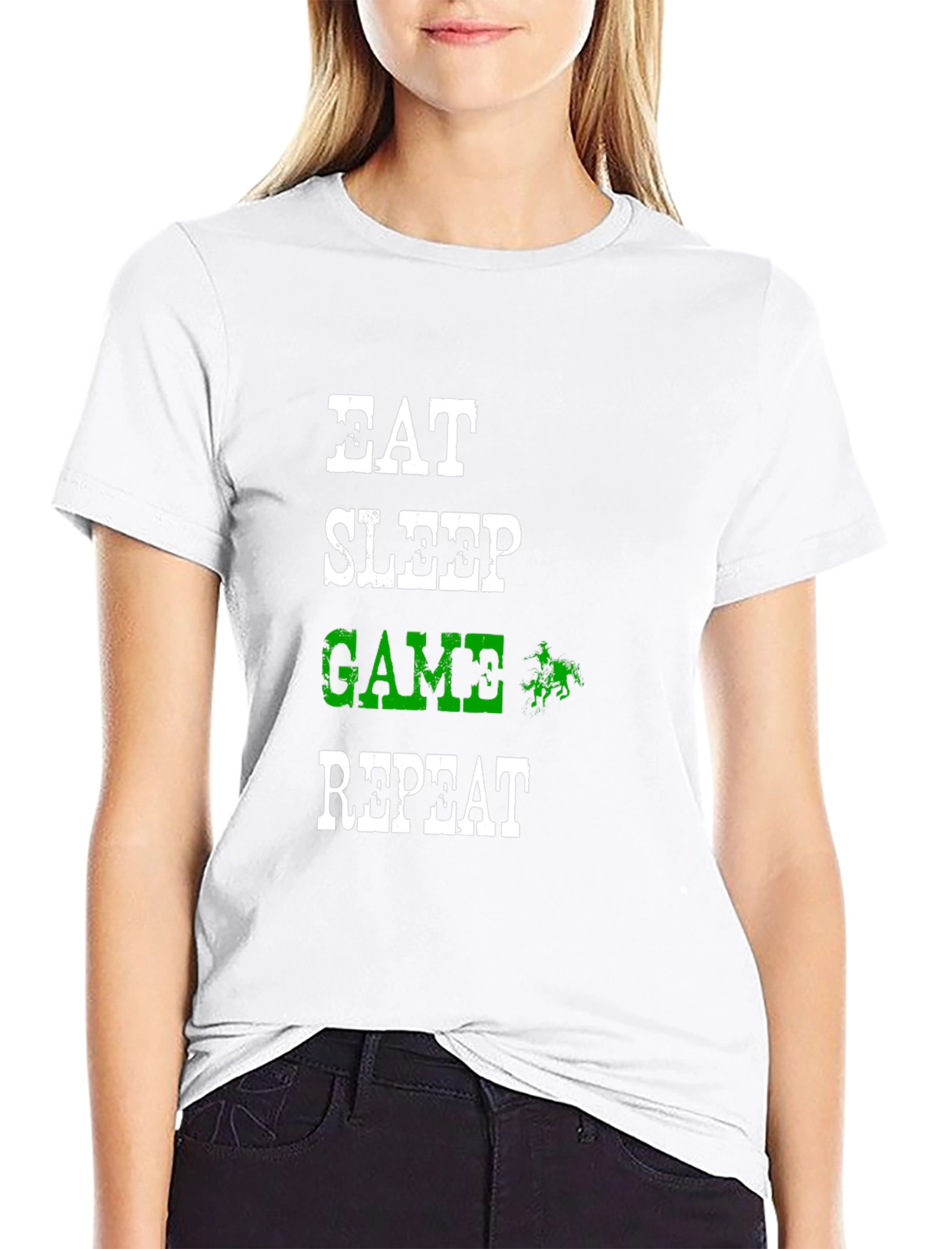 Eat Sleep Game Repeat Black Graphic T-Shirt