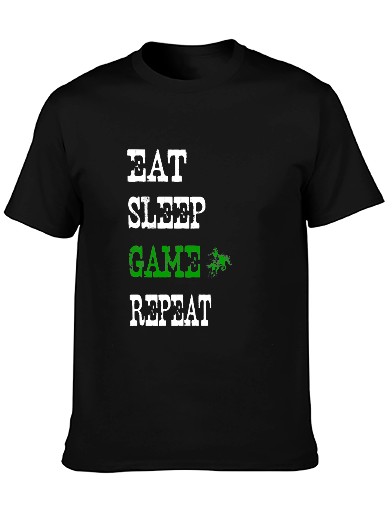 Eat Sleep Game Repeat Black Graphic T-Shirt