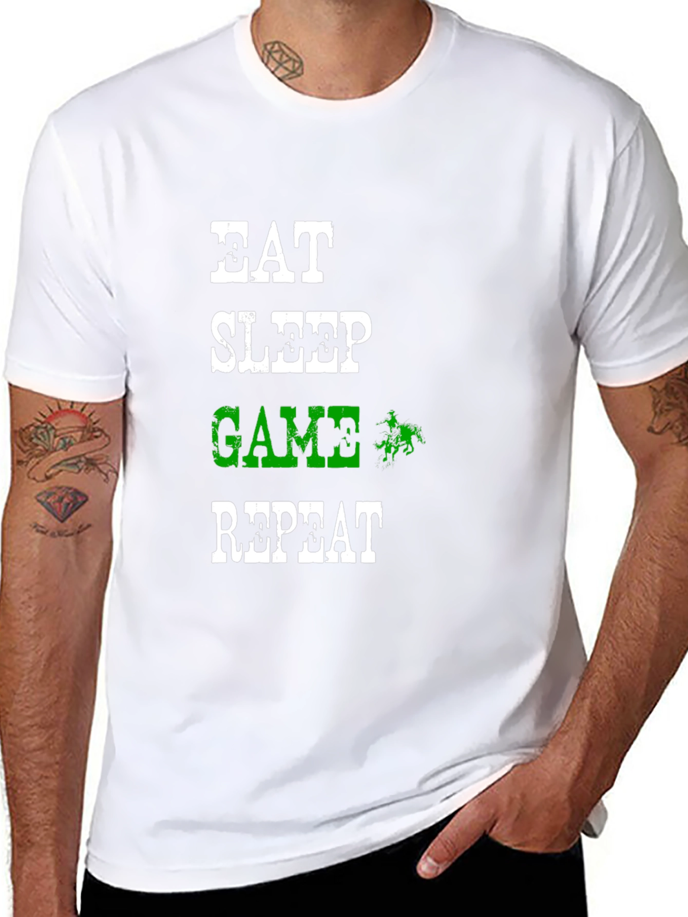 Eat Sleep Game Repeat Black Graphic T-Shirt