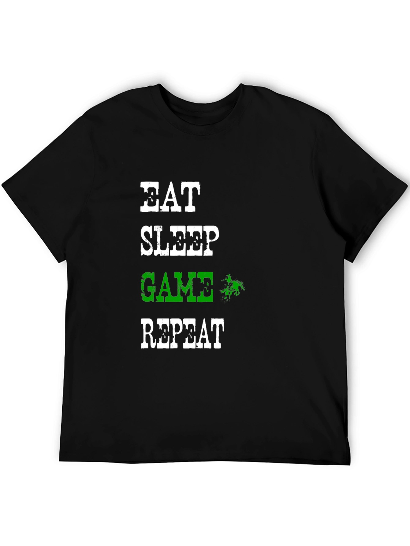 Eat Sleep Game Repeat Black Graphic T-Shirt