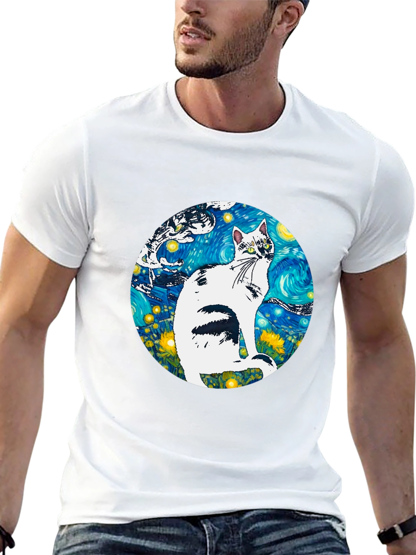 Starry Night Cat T-Shirt