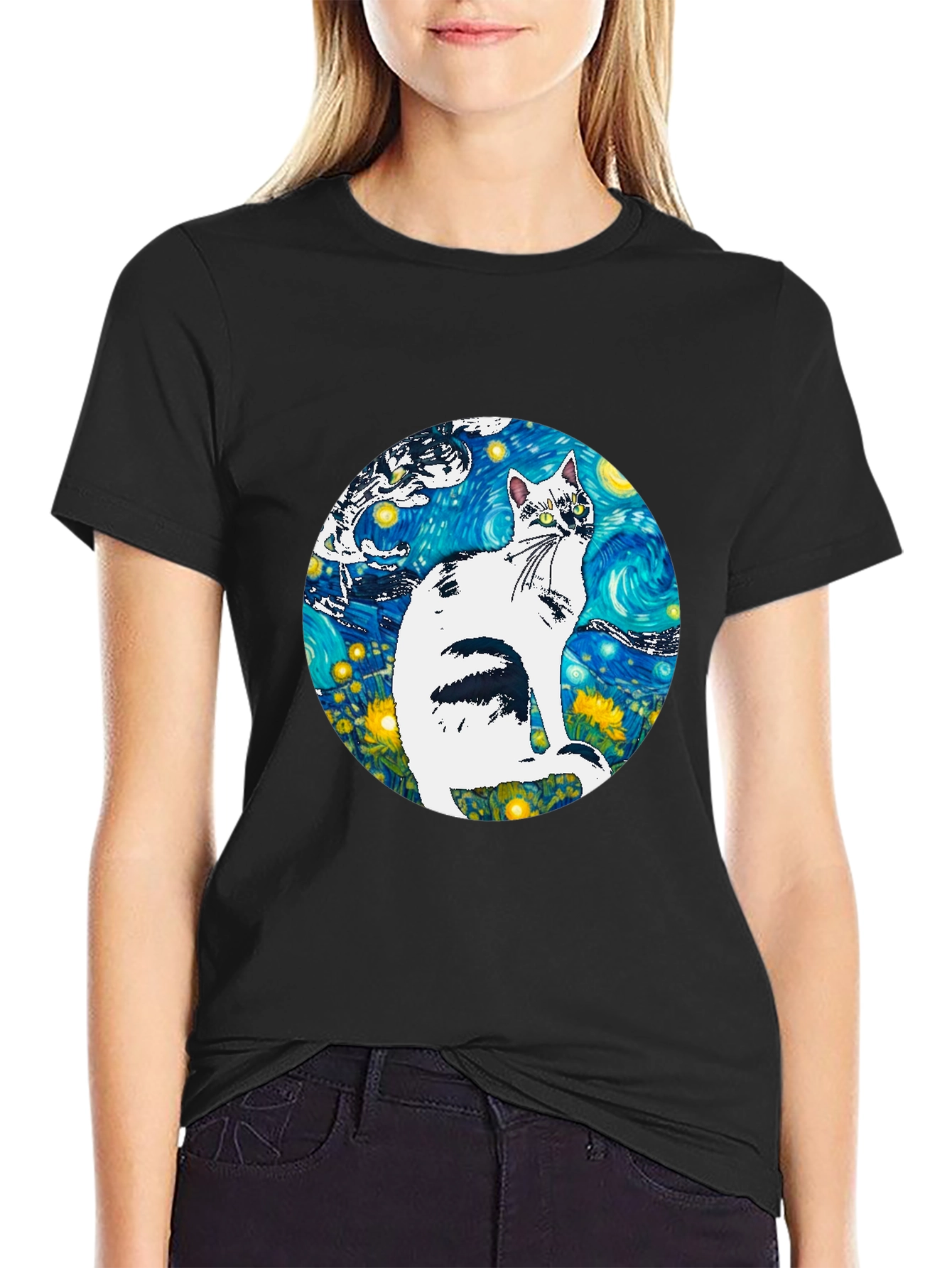 Starry Night Cat T-Shirt