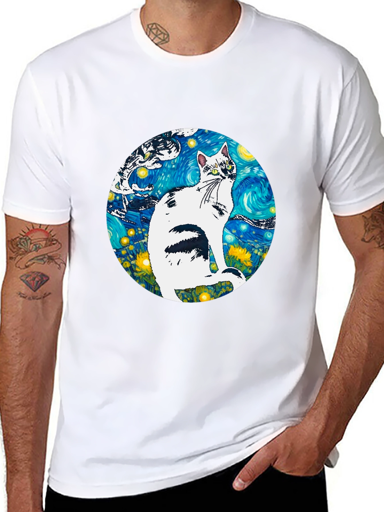 Starry Night Cat T-Shirt