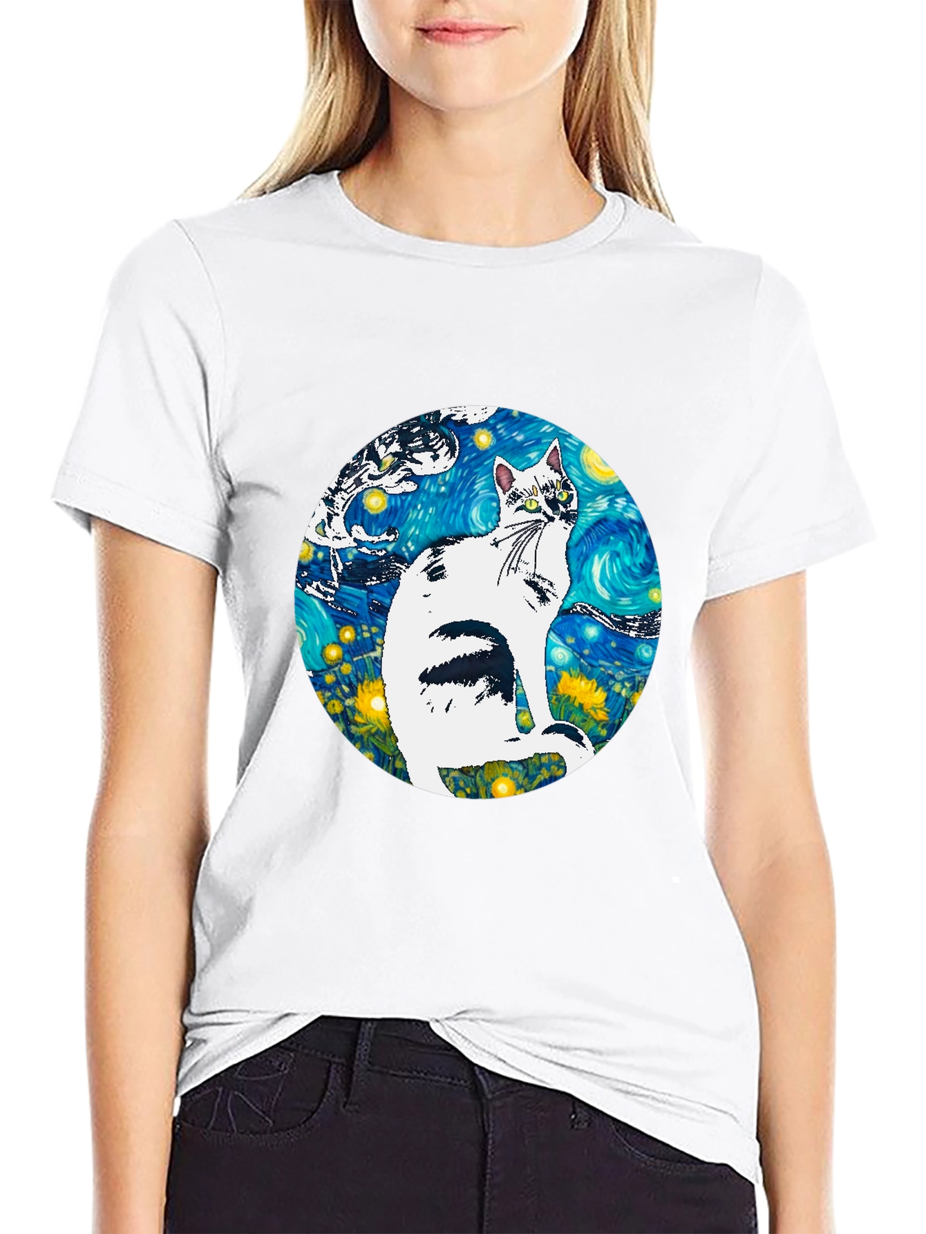 Starry Night Cat T-Shirt