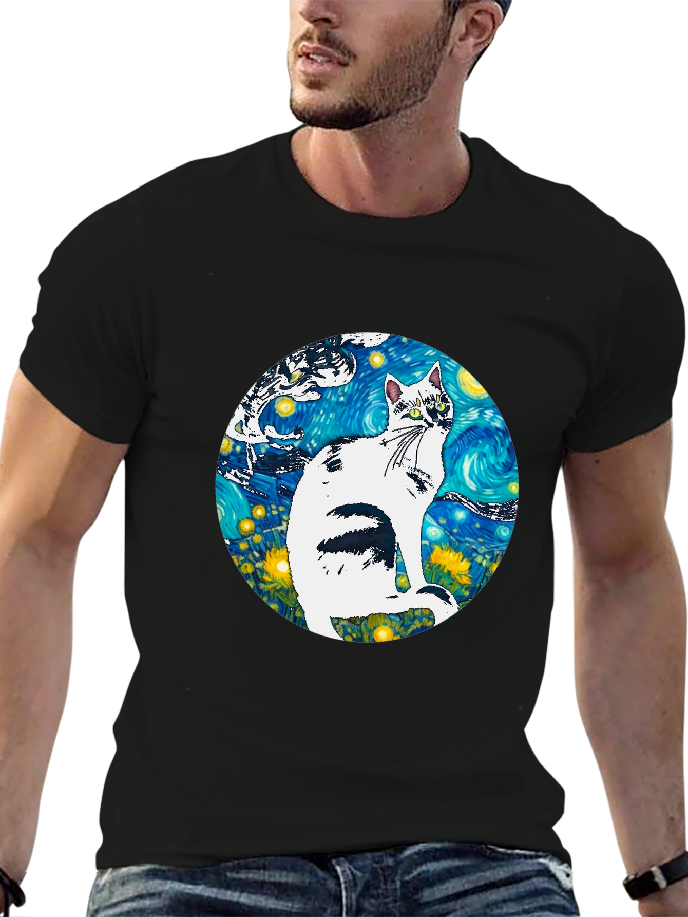 Starry Night Cat T-Shirt