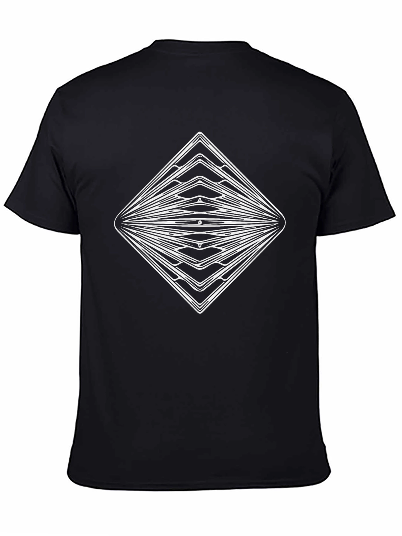 Geometric Diamond Graphic Black T-Shirt