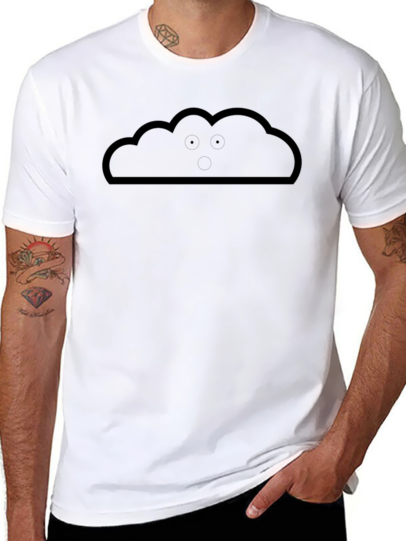 Black Cloud Outline Graphic T-Shirt