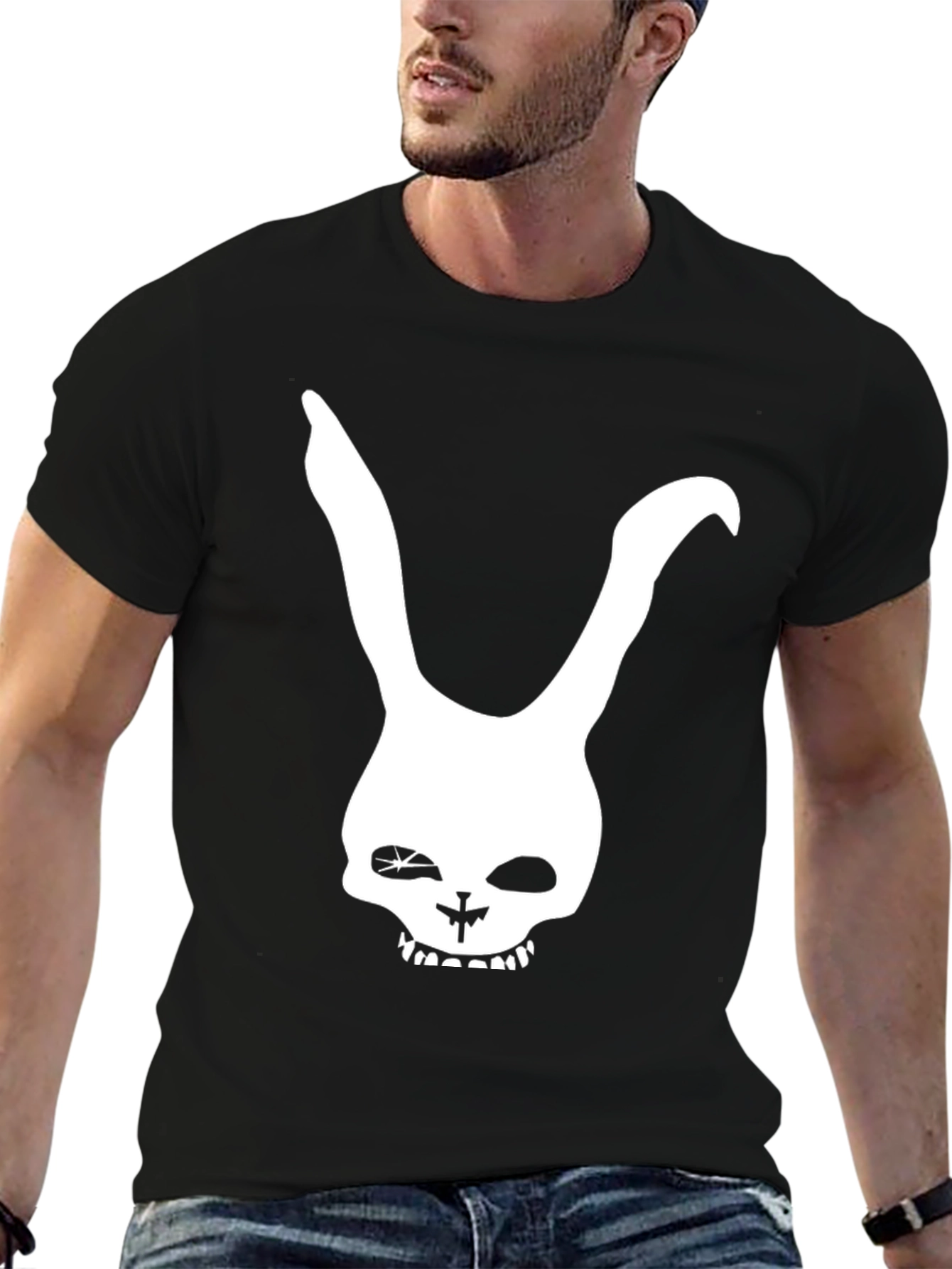 Black Bunny Skull Graphic Tee