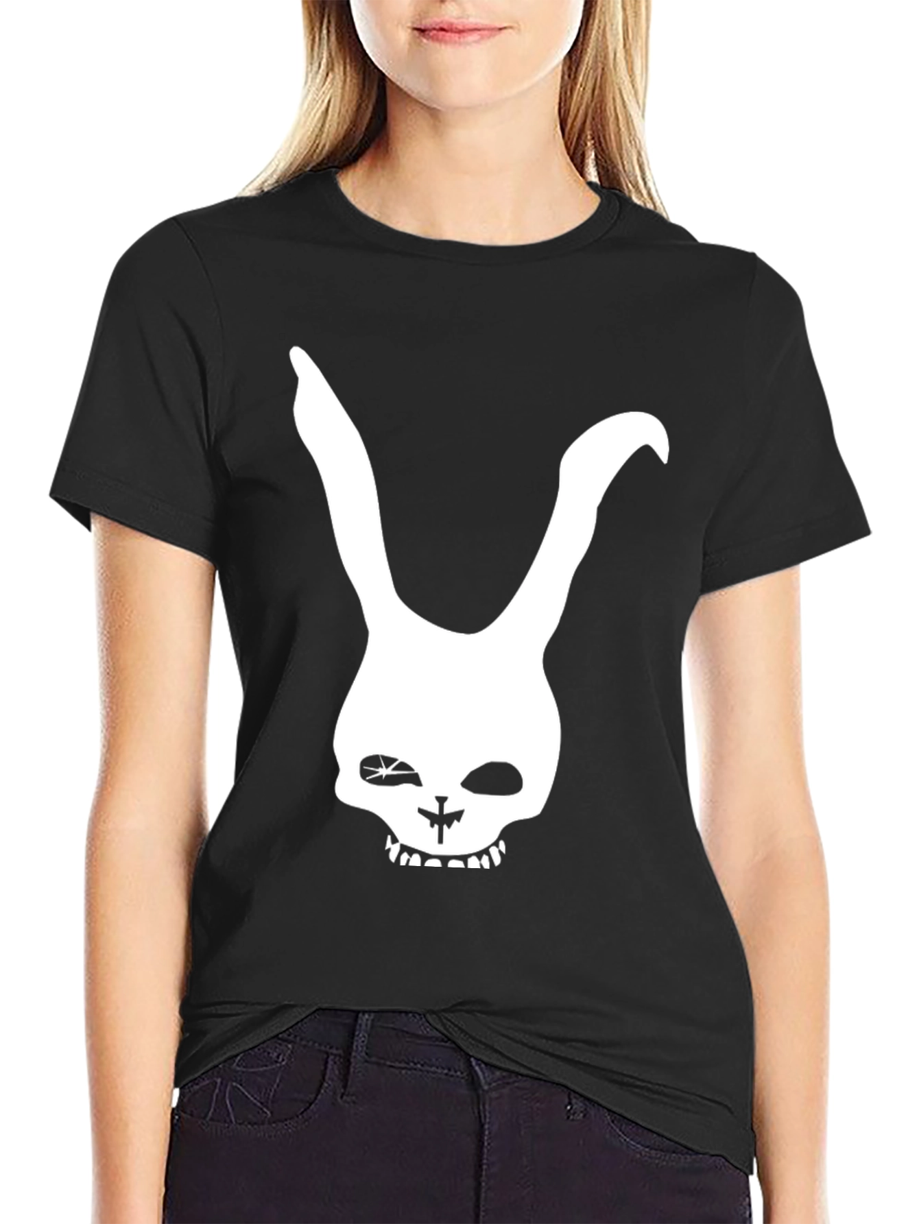 Black Bunny Skull Graphic Tee