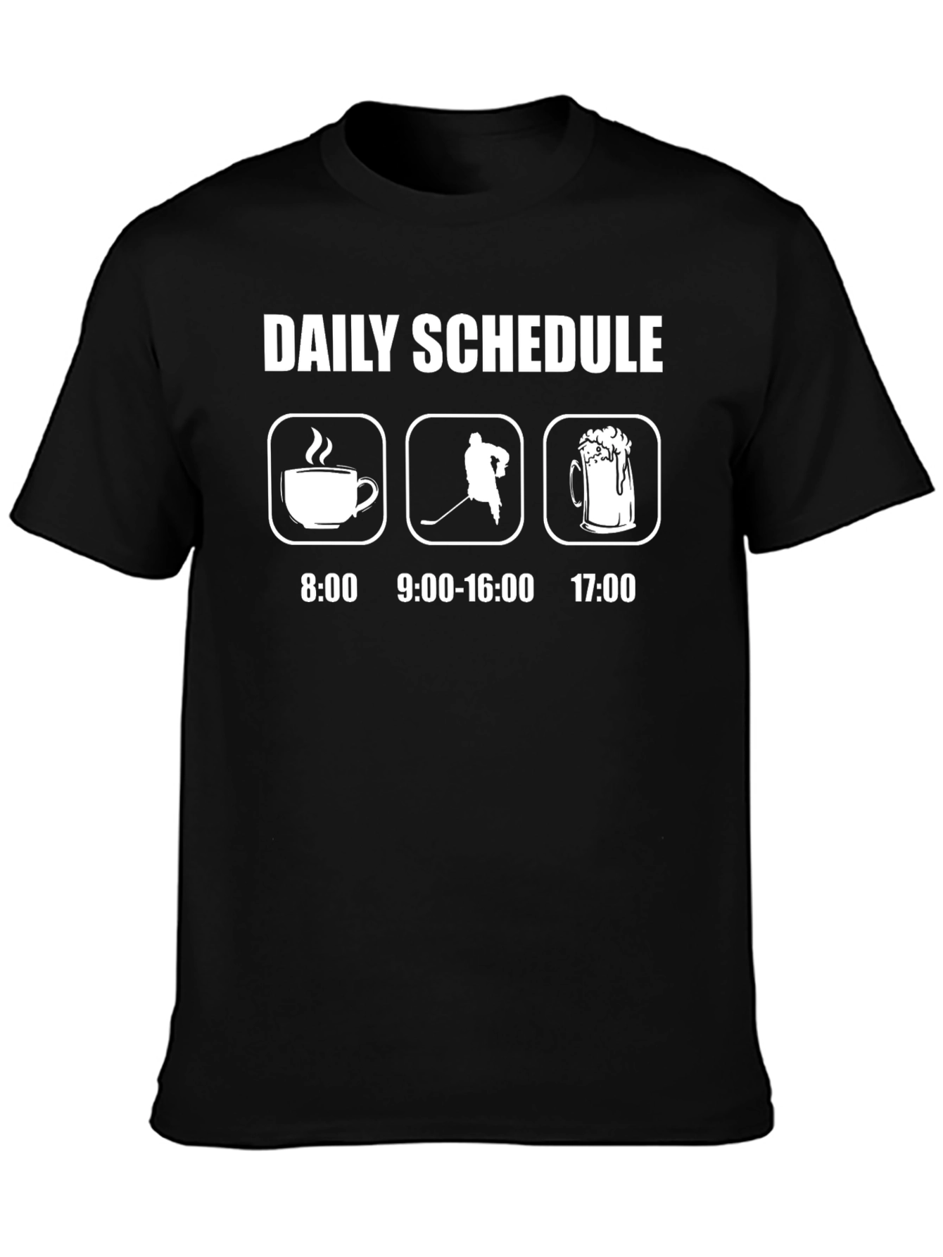 Daily Schedule Hockey T-Shirt: Coffee Hockey Beer
