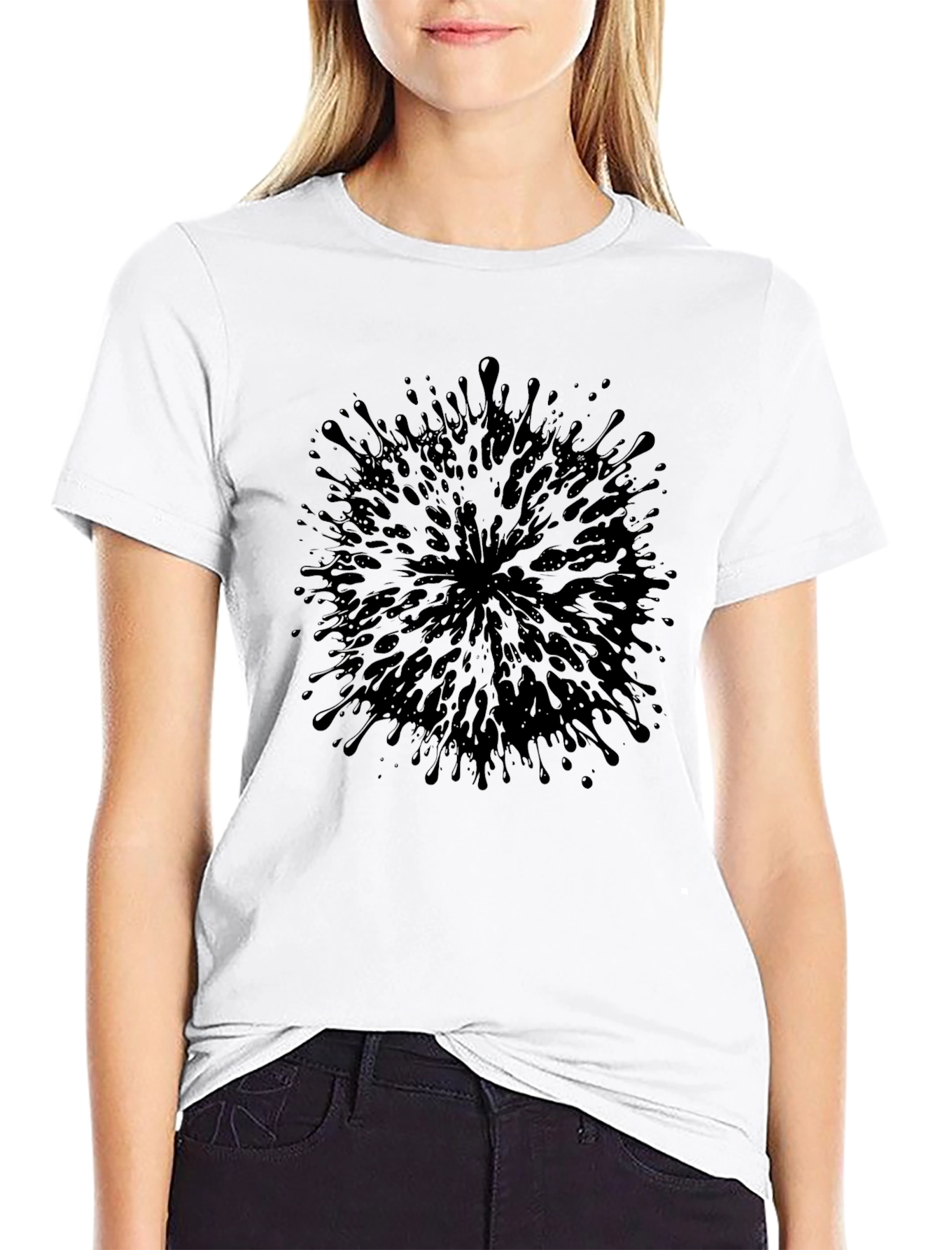 Abstract Splatter Black T-Shirt