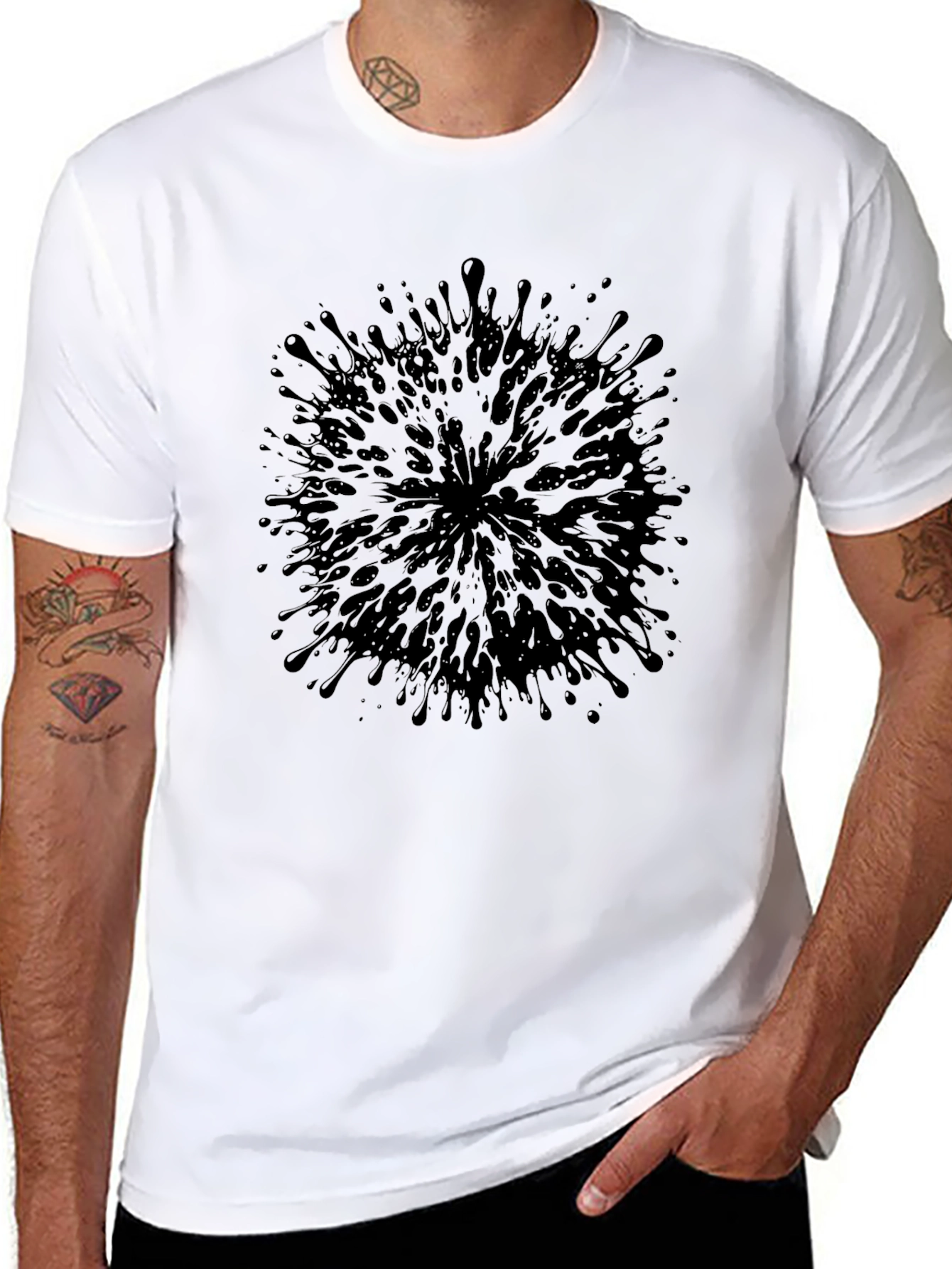 Abstract Splatter Black T-Shirt
