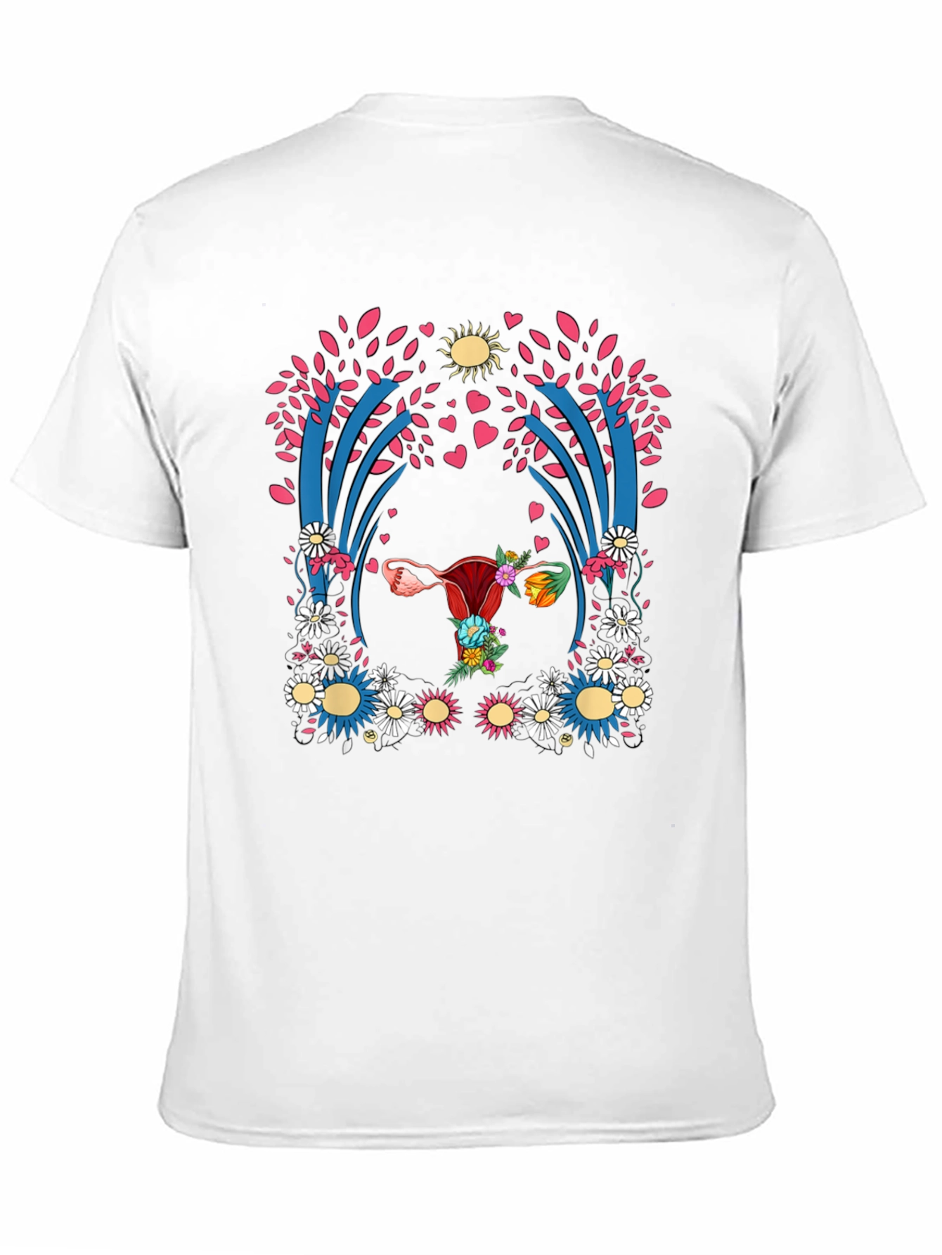 Uterus Floral Print Black T-Shirt